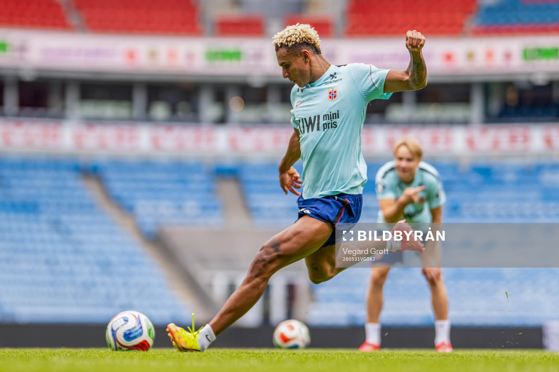 Antonio Nusa and Andreas Schjelderup of the Norwegian