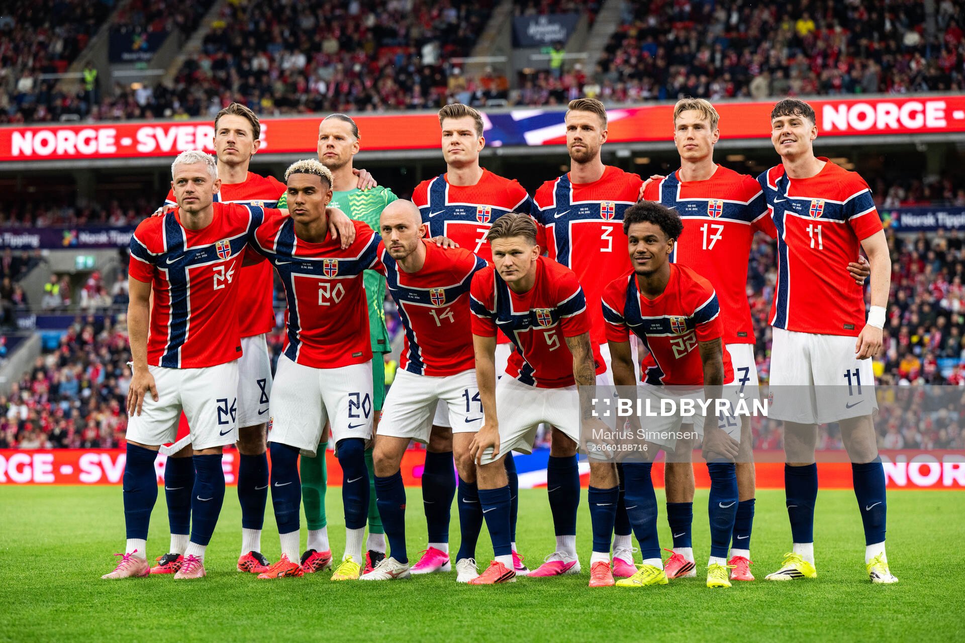 Sander Berge, goalkeeper Ørjan Nyland, Alexander Sørloth,