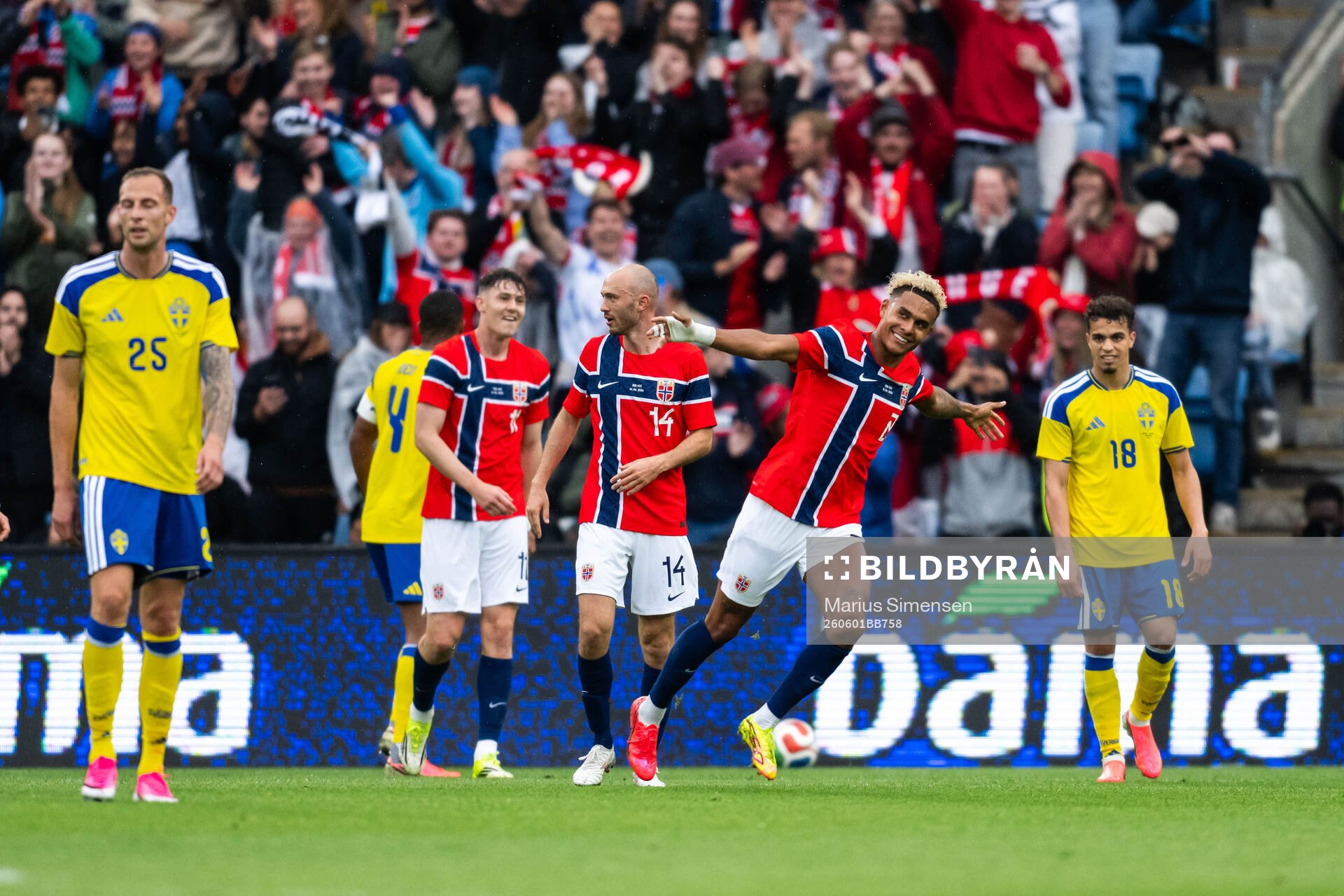 Antonio Nusa of Norway celebrates