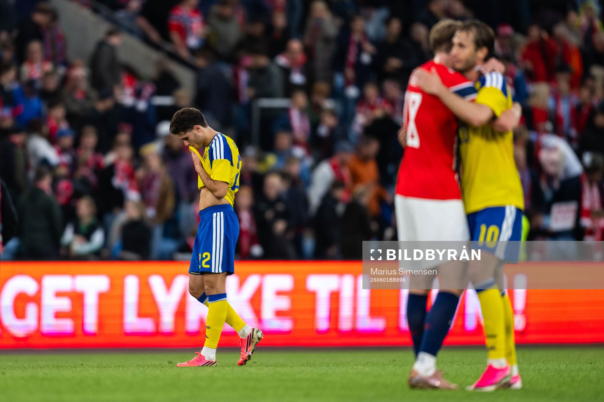 Besfort Zeneli of Sweden looks dejected