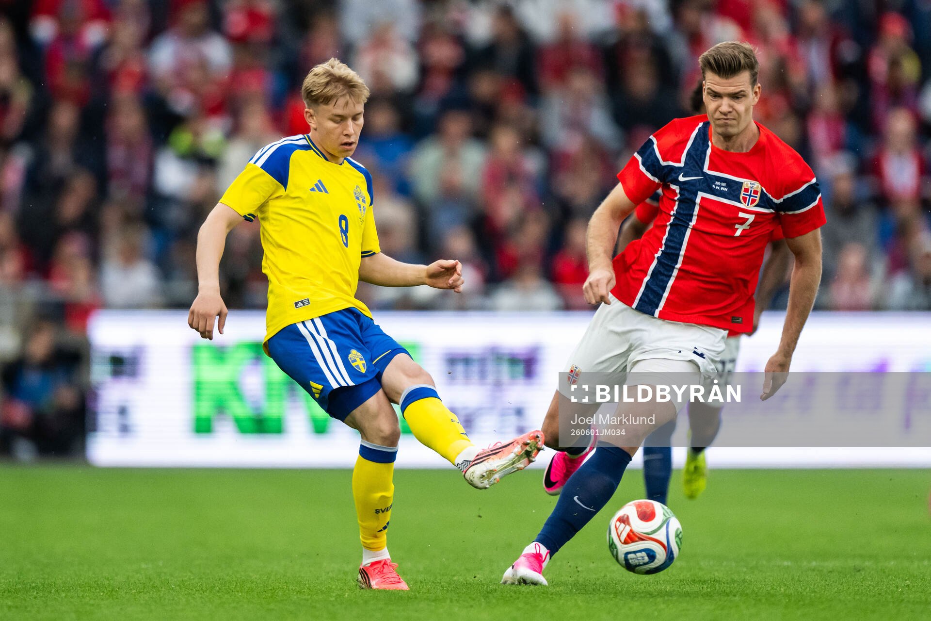 Daniel Svensson of Sweden and Alexander Sørloth of Norway