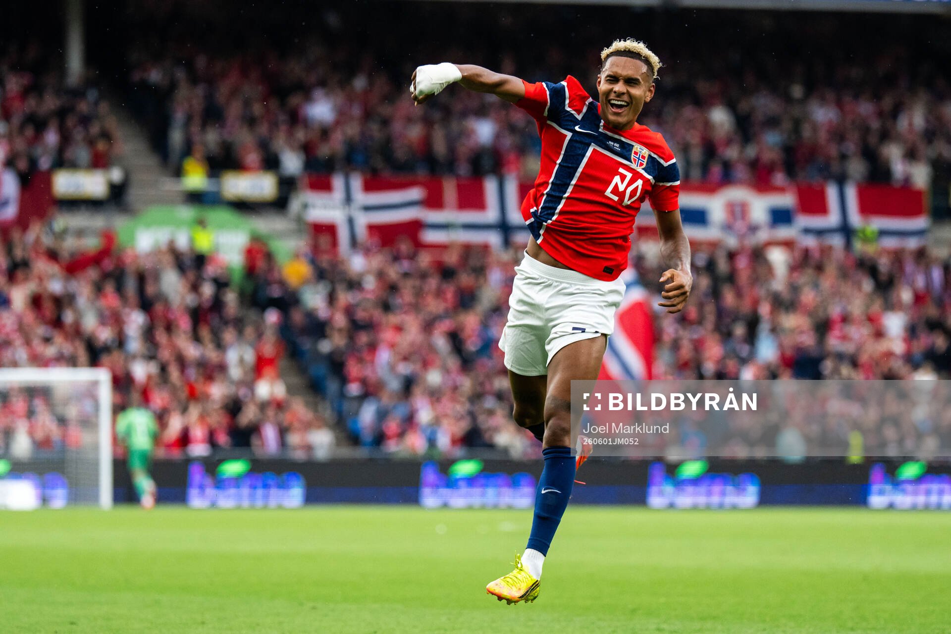 Antonio Nusa of Norway celebrates