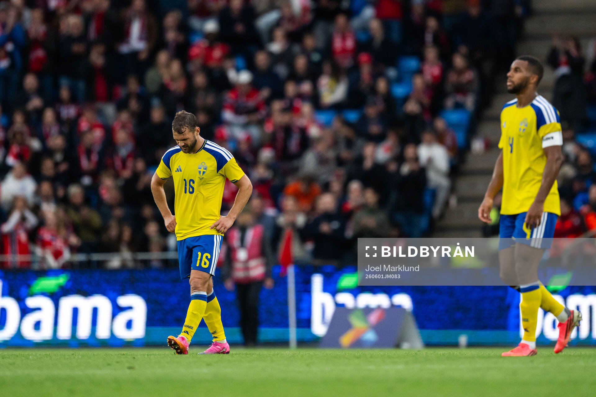 Jesper Karlström and Isak Hien of Sweden look dejected