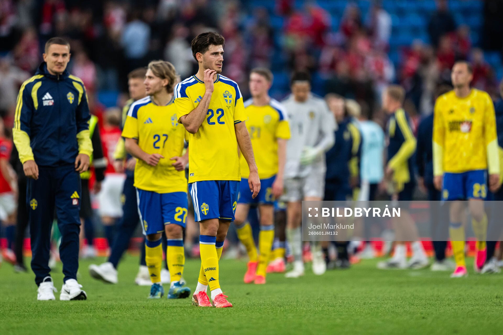 Besfort Zeneli of Sweden looks dejected
