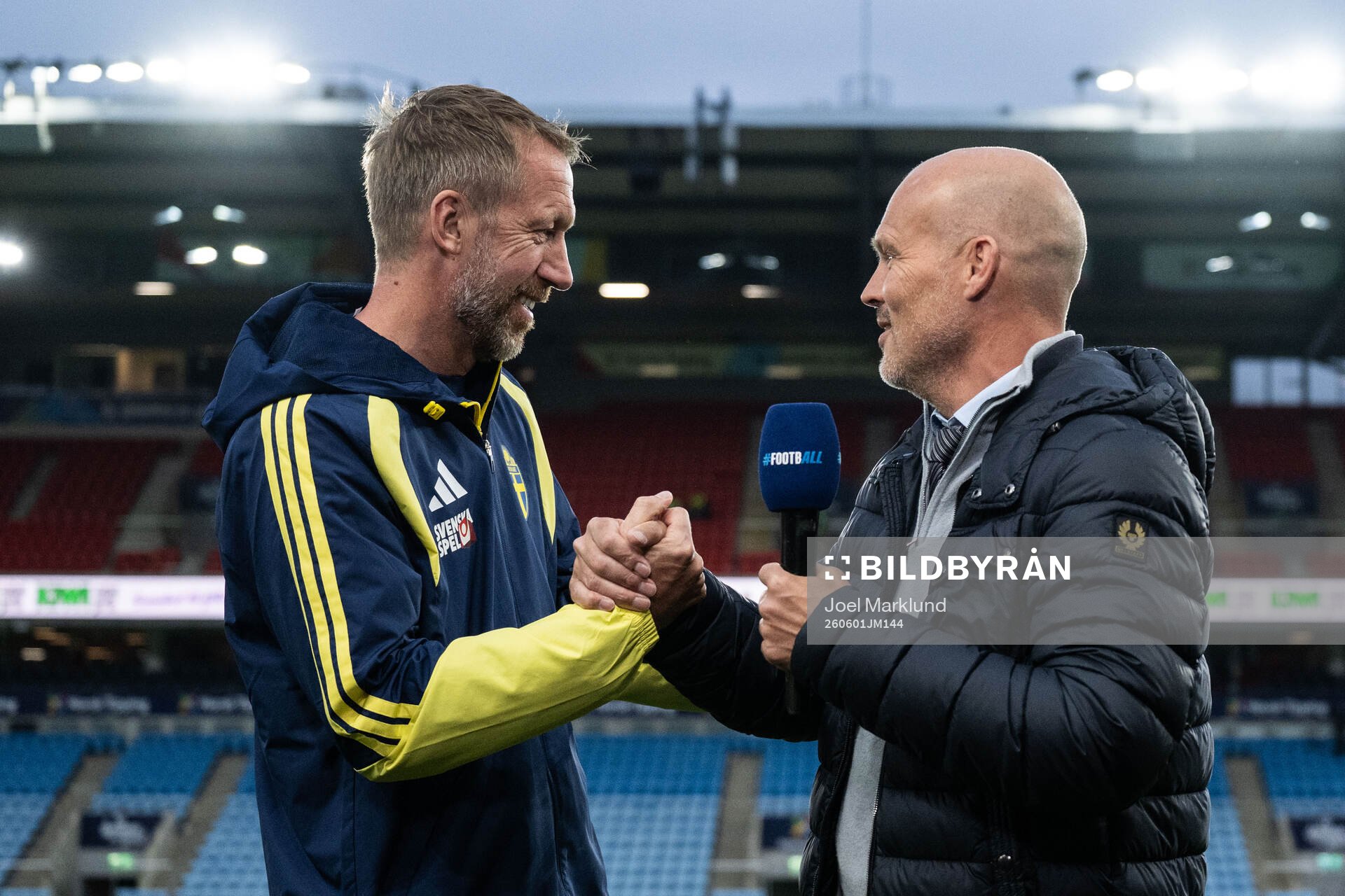 Head coach Graham Potter of Sweden and Fredrik Ljungberg of