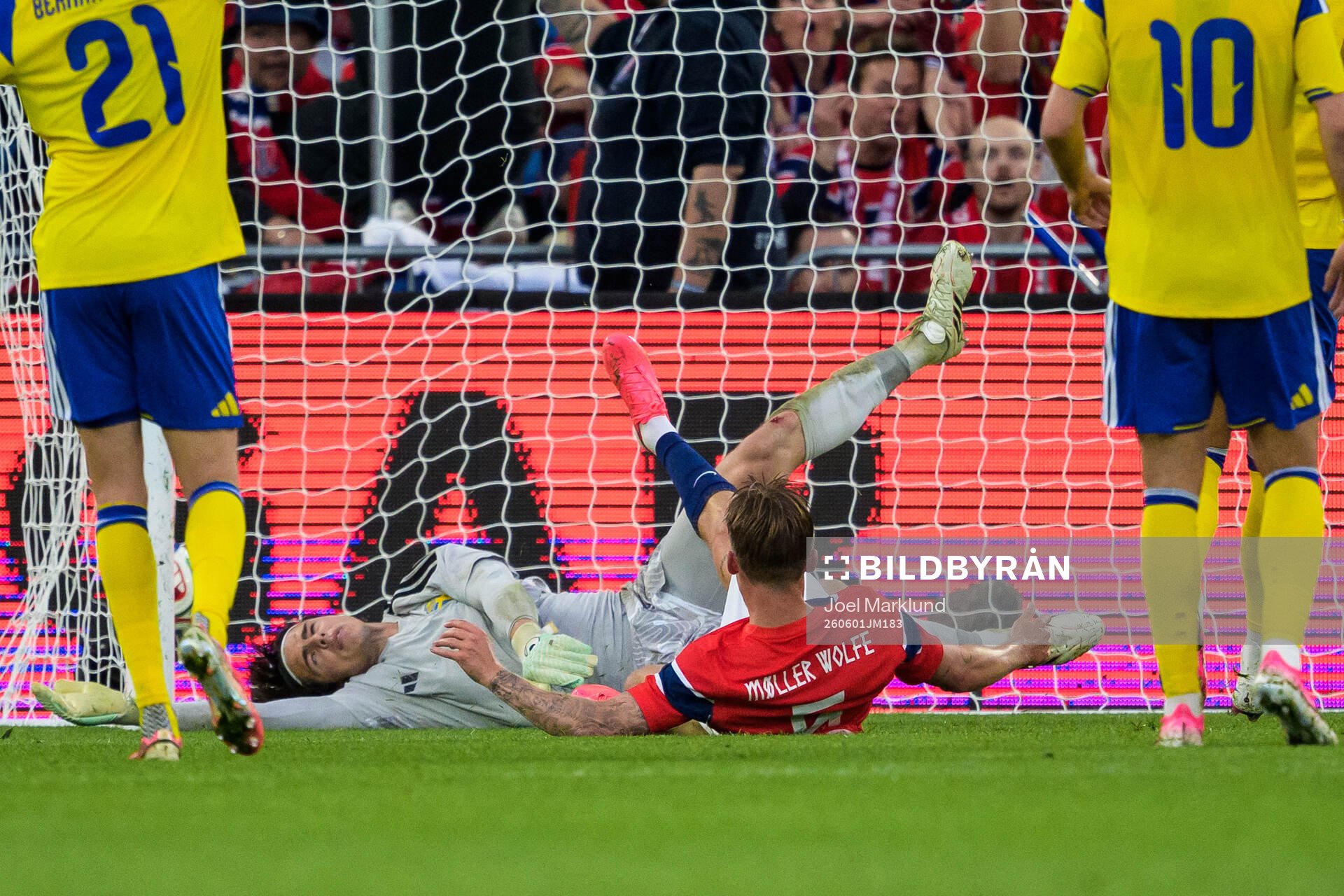 Goalkeeper Jacob Widell Zetterström of Sweden lets in the