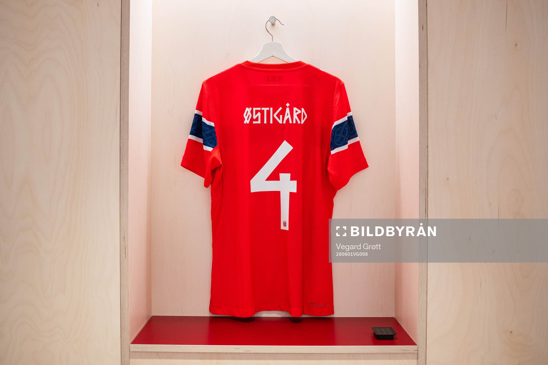 The kit of Leo Østigård of Norway in the dressing room