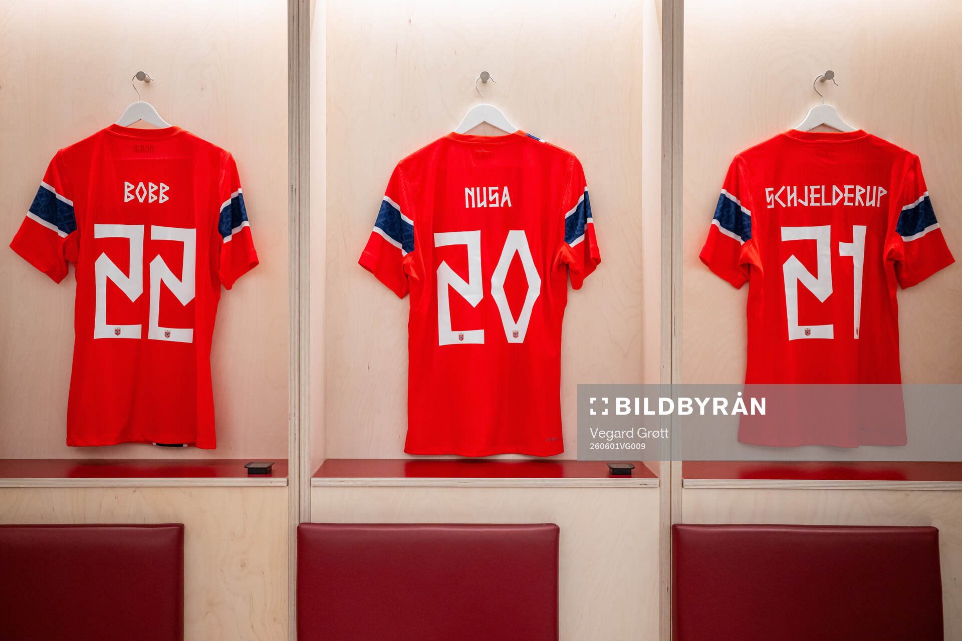 The kits of Oscar Bobb, Antonio Nusa and Andreas