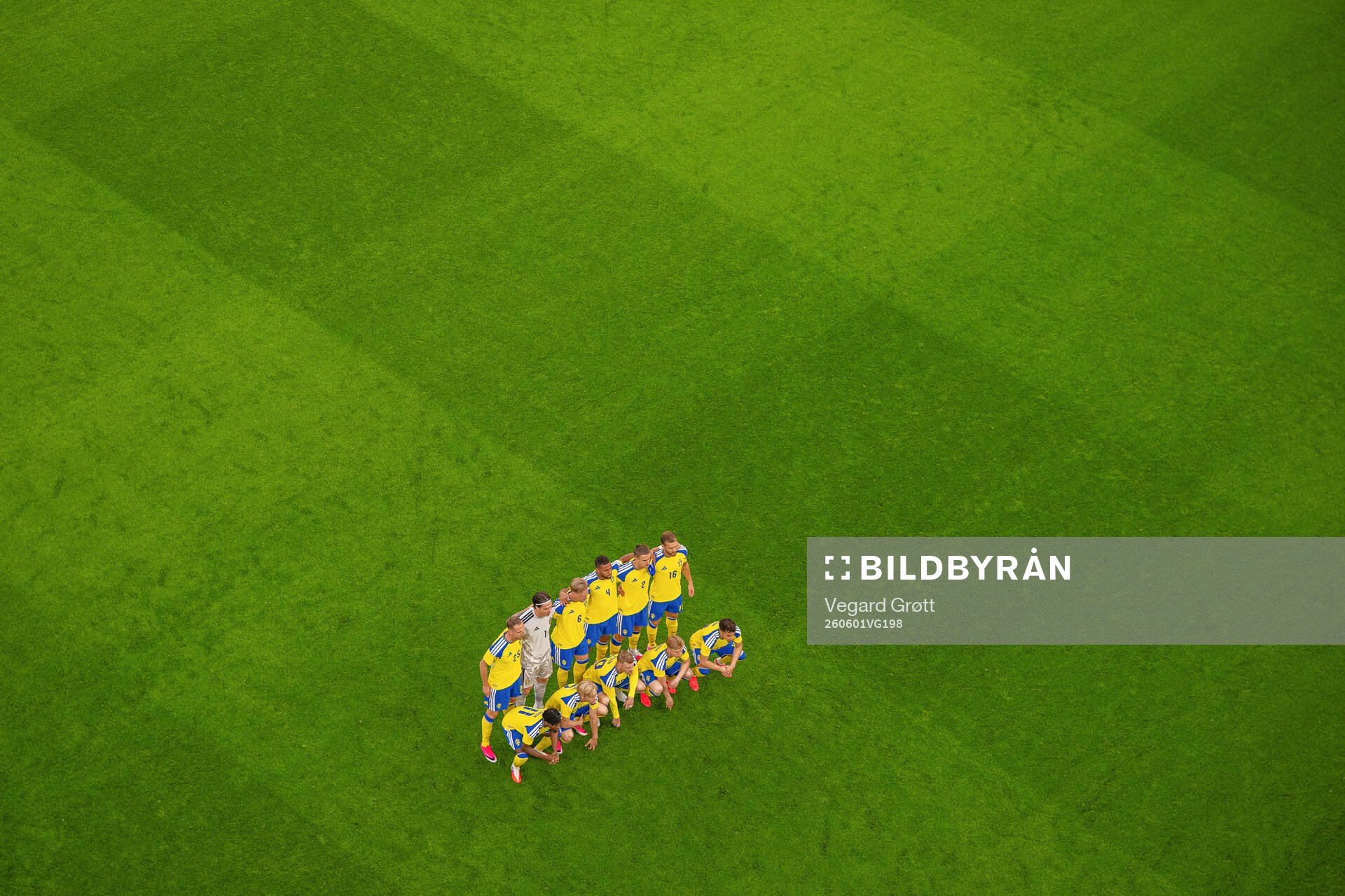 The starting eleven of Sweden pose for a team photo