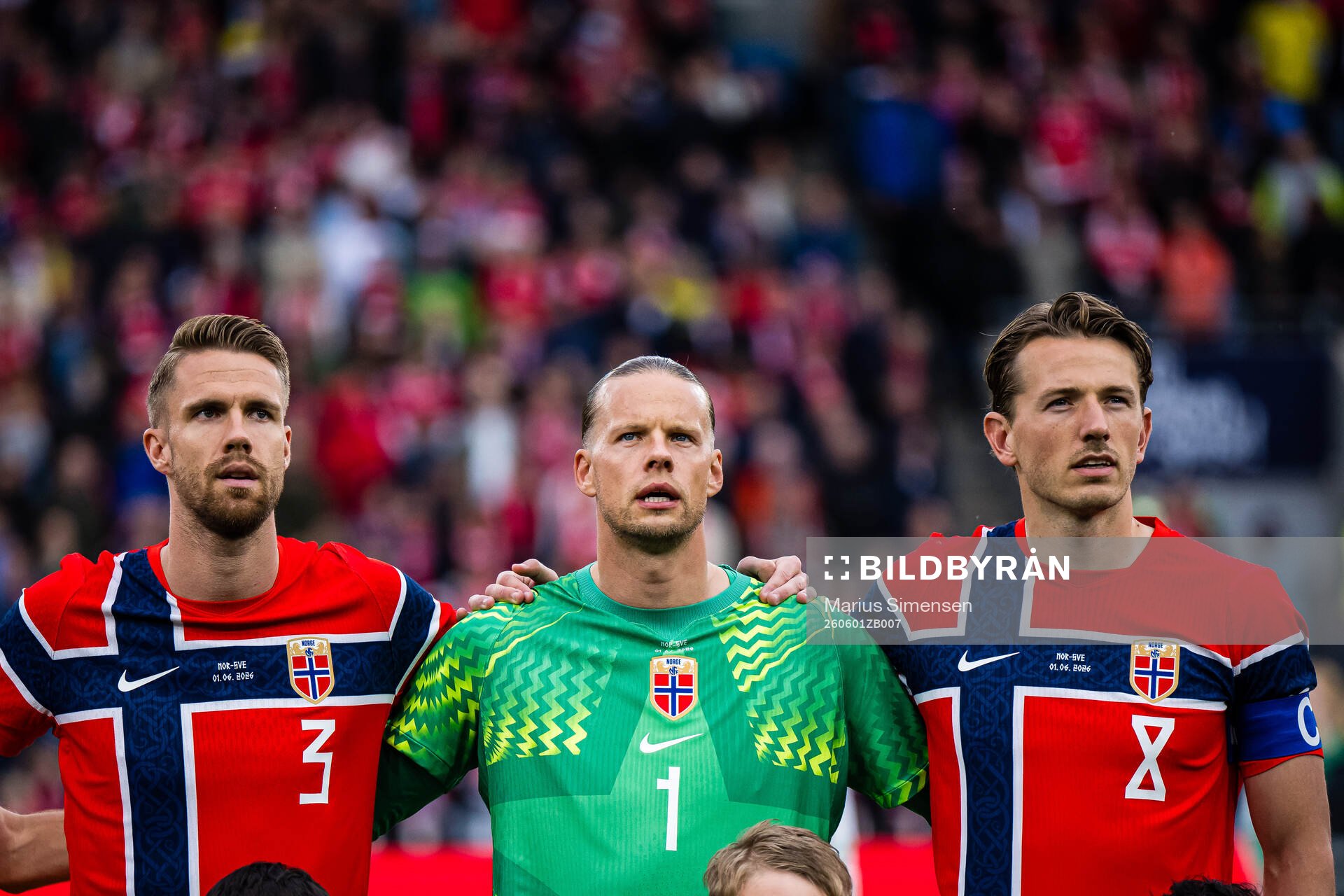Kristoffer Ajer, goalkeeper Ørjan Nyland and Sander Berge