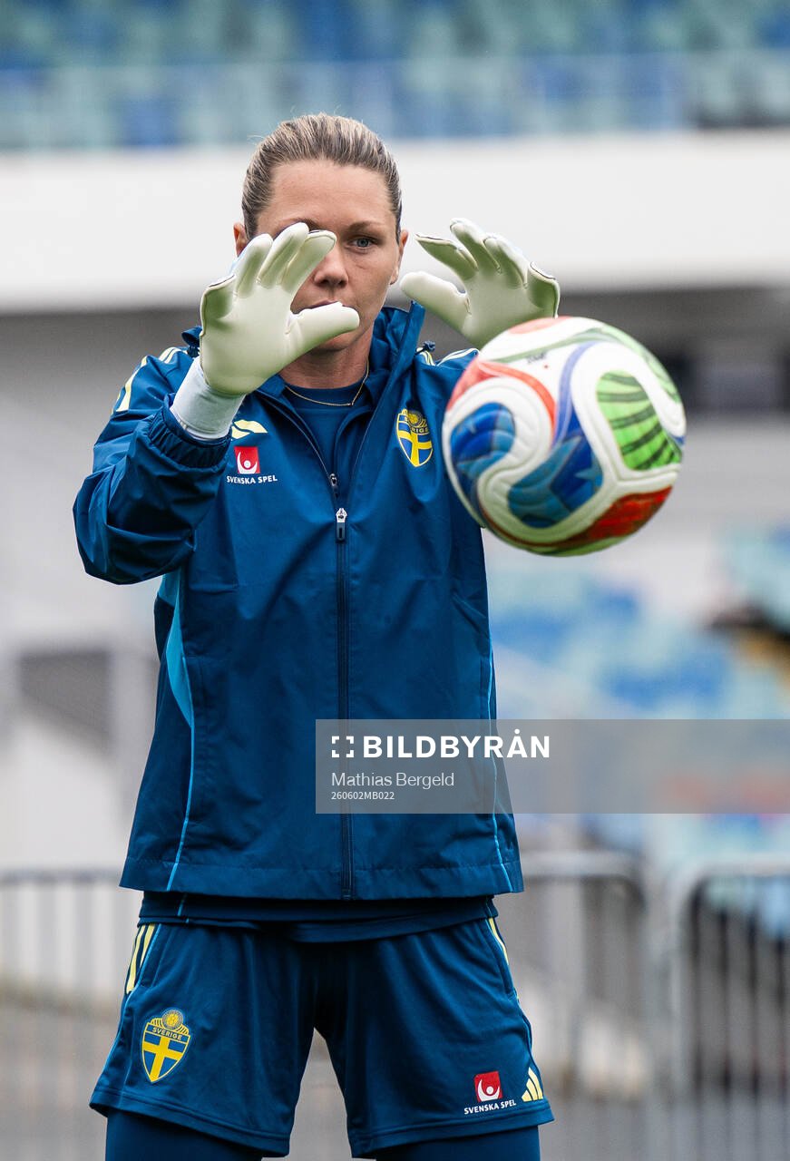 Goalkeeper Jennifer Falk of the Swedish women's national