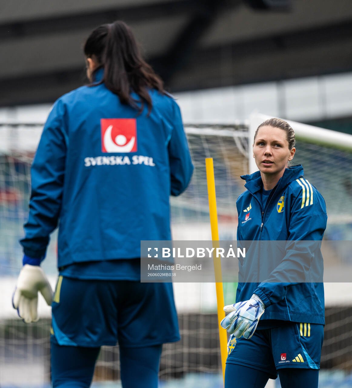 Goalkeeper Zecira Musovic and goalkeeper Jennifer Falk of