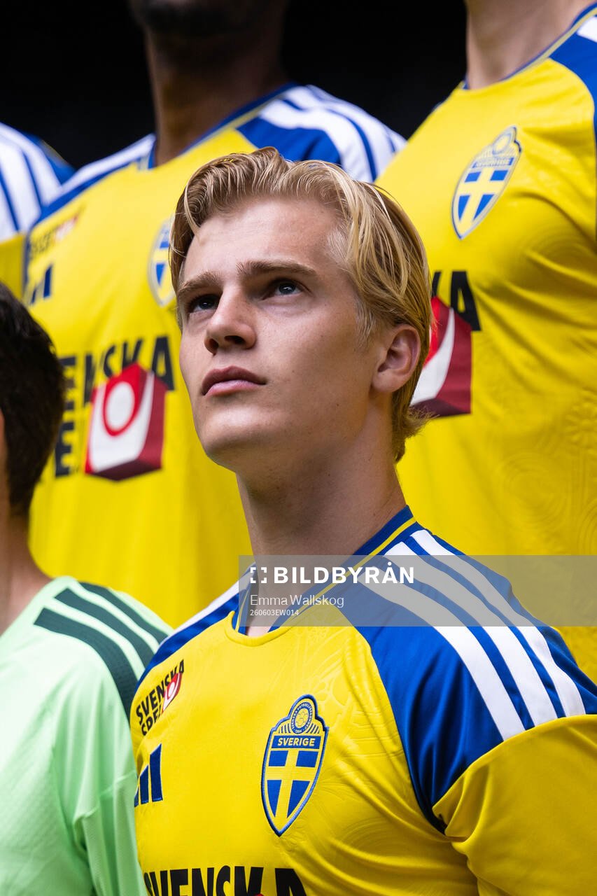 Lucas Bergvall of the Swedish national football team