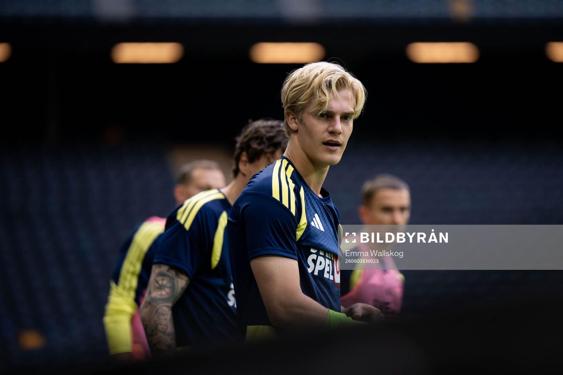 Lucas Bergvall of the Swedish national football team at a