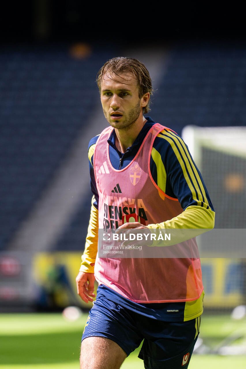Benjamin Nygren of the Swedish national football team at a