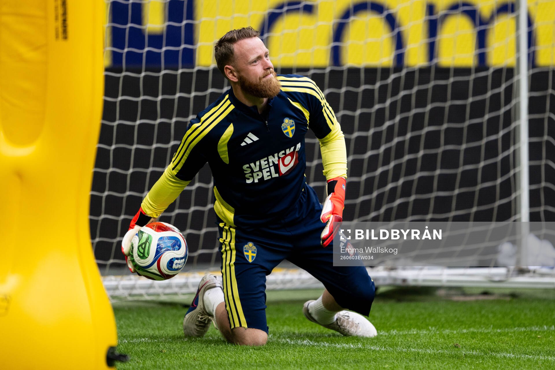 Goalkeeper Viktor Johansson of the Swedish national