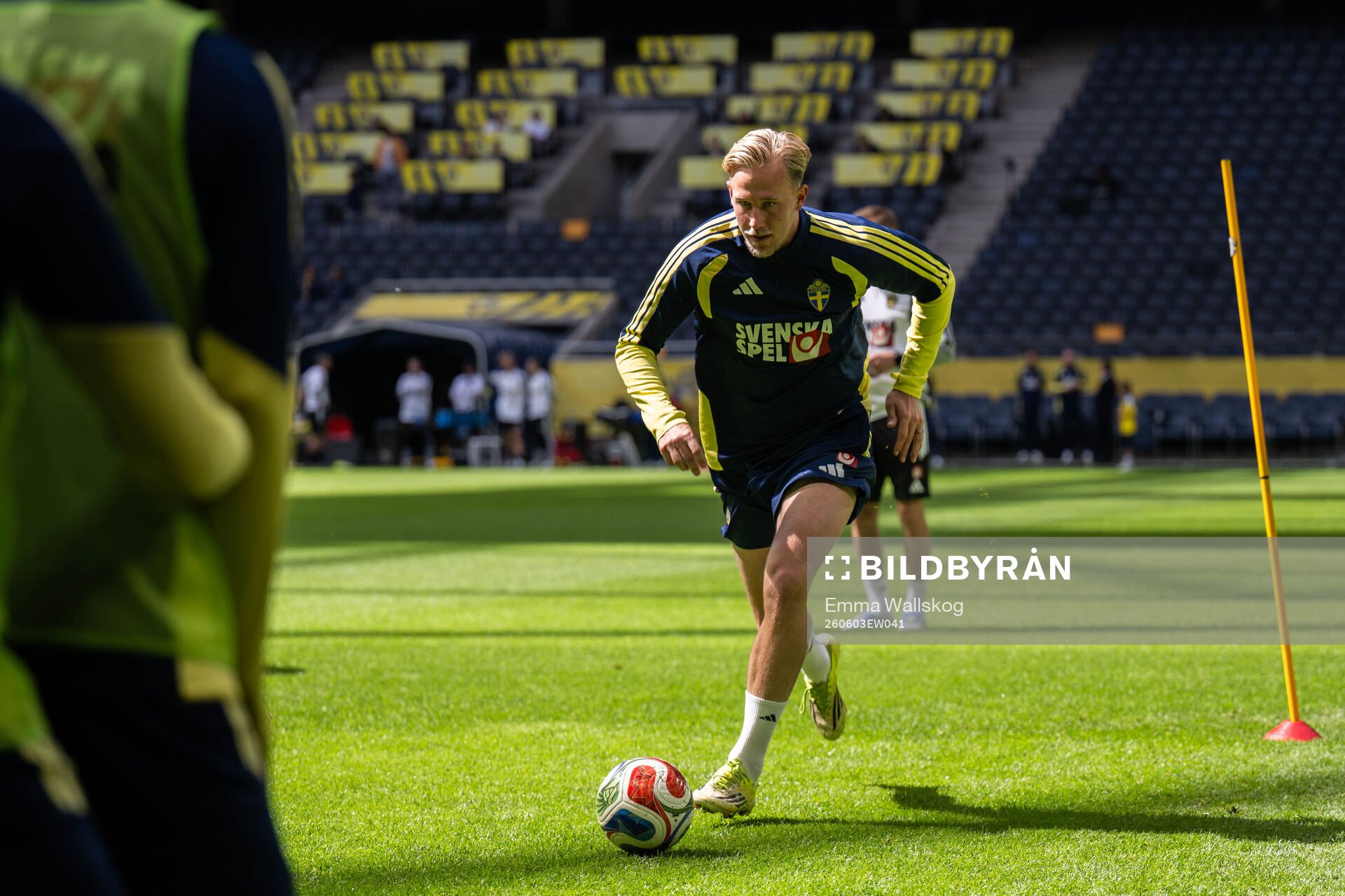 Herman Johansson of the Swedish national football team at a