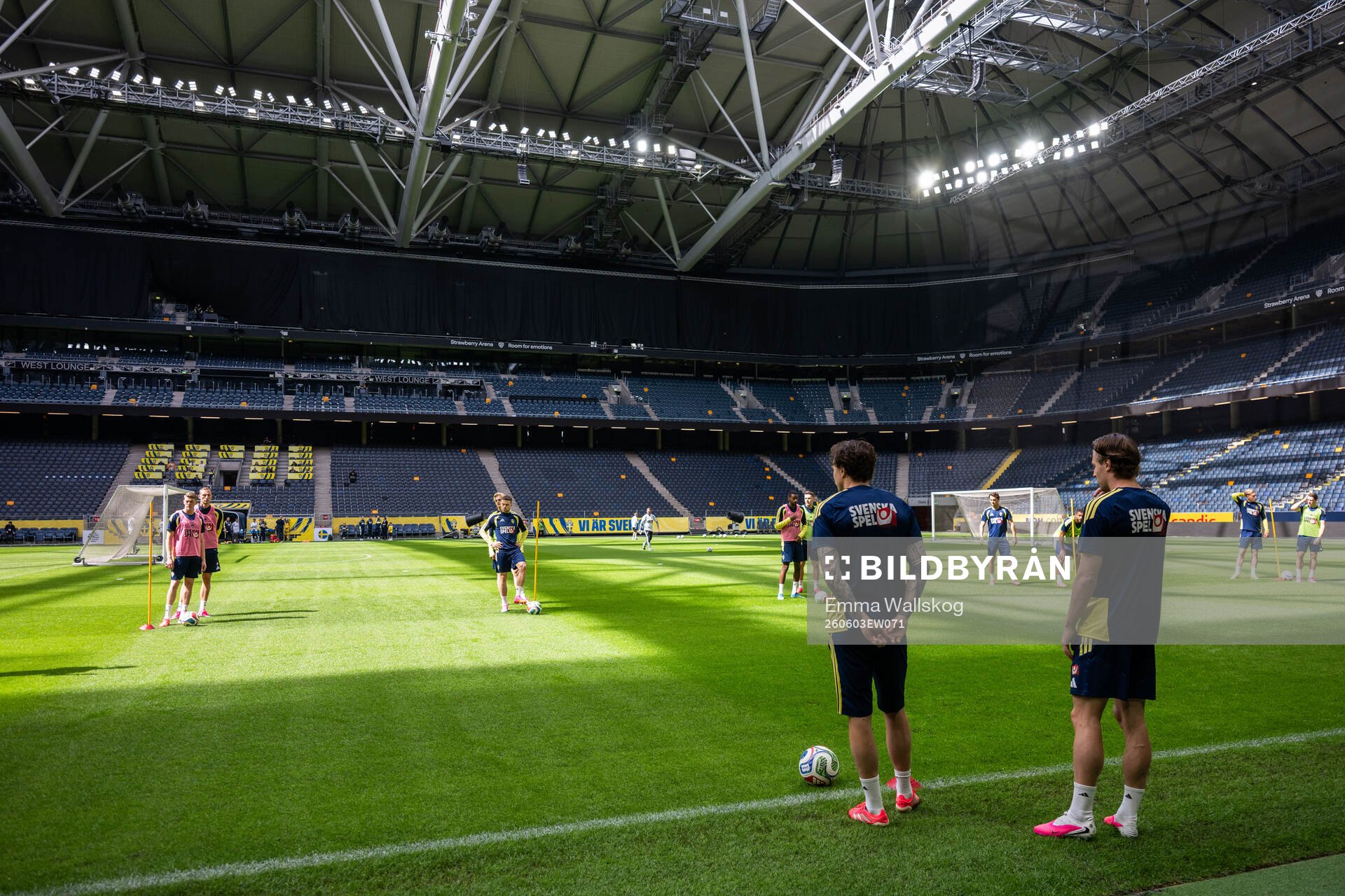 General view of the Swedish national football team at a