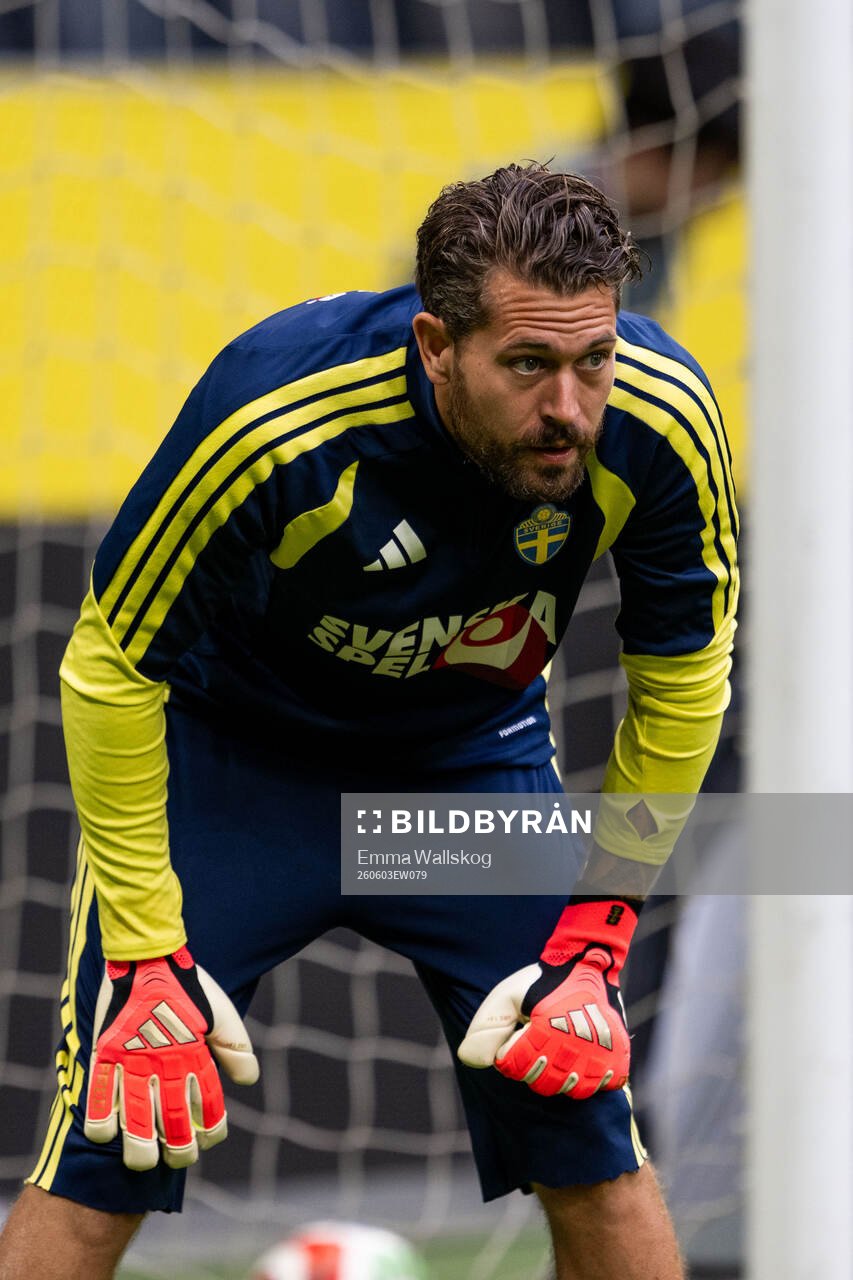 Goalkeeper Kristoffer Nordfeldt of the Swedish national