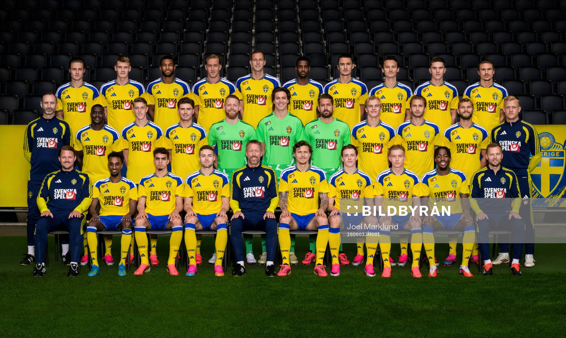 Players and coaching staff of the Swedish national football
