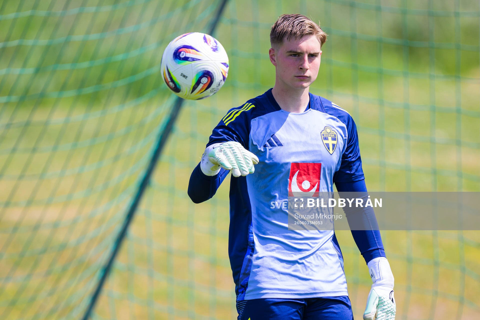 Goalkeeper Theo Krantz of the Swedish under-21 national