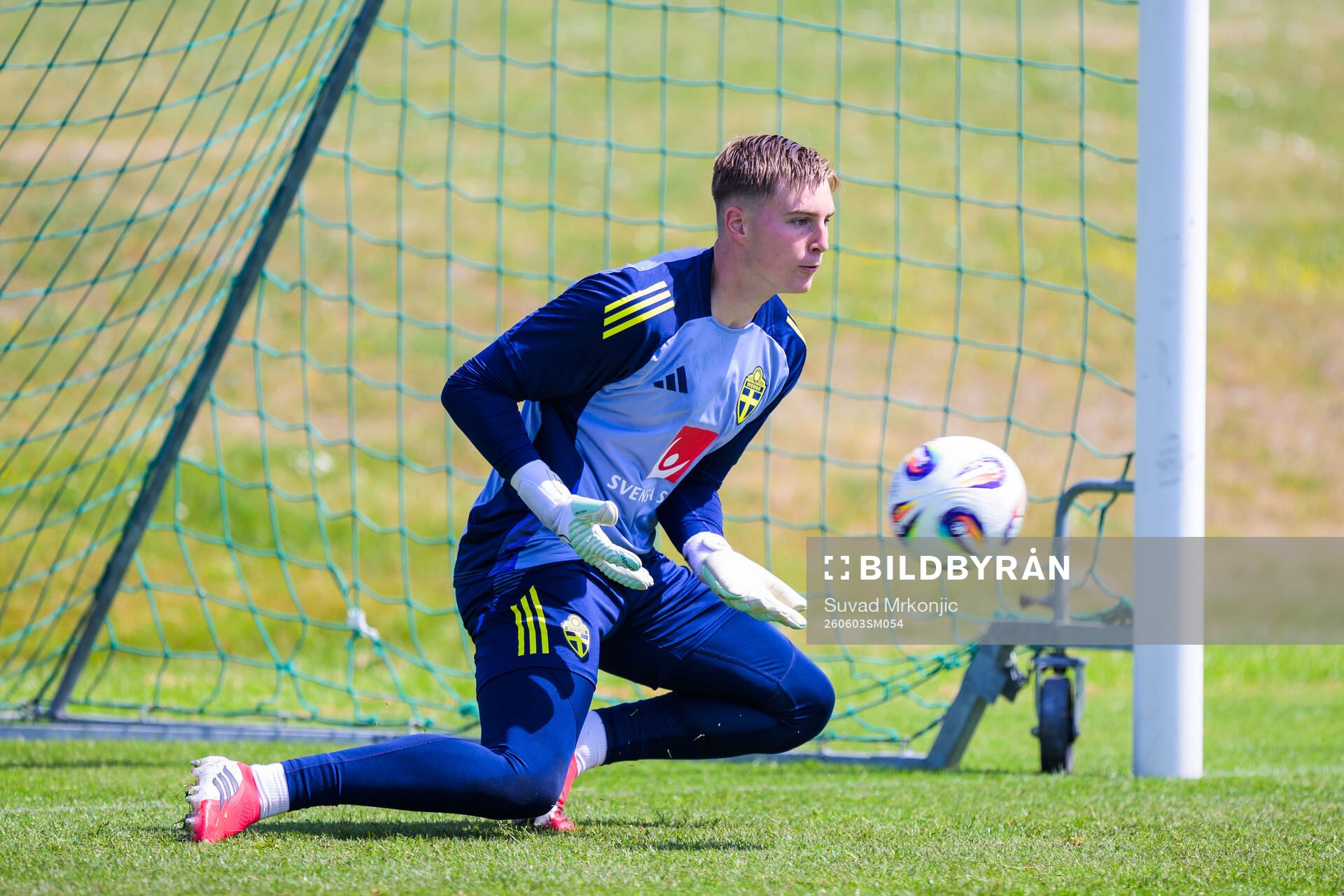 Goalkeeper Theo Krantz of the Swedish under-21 national