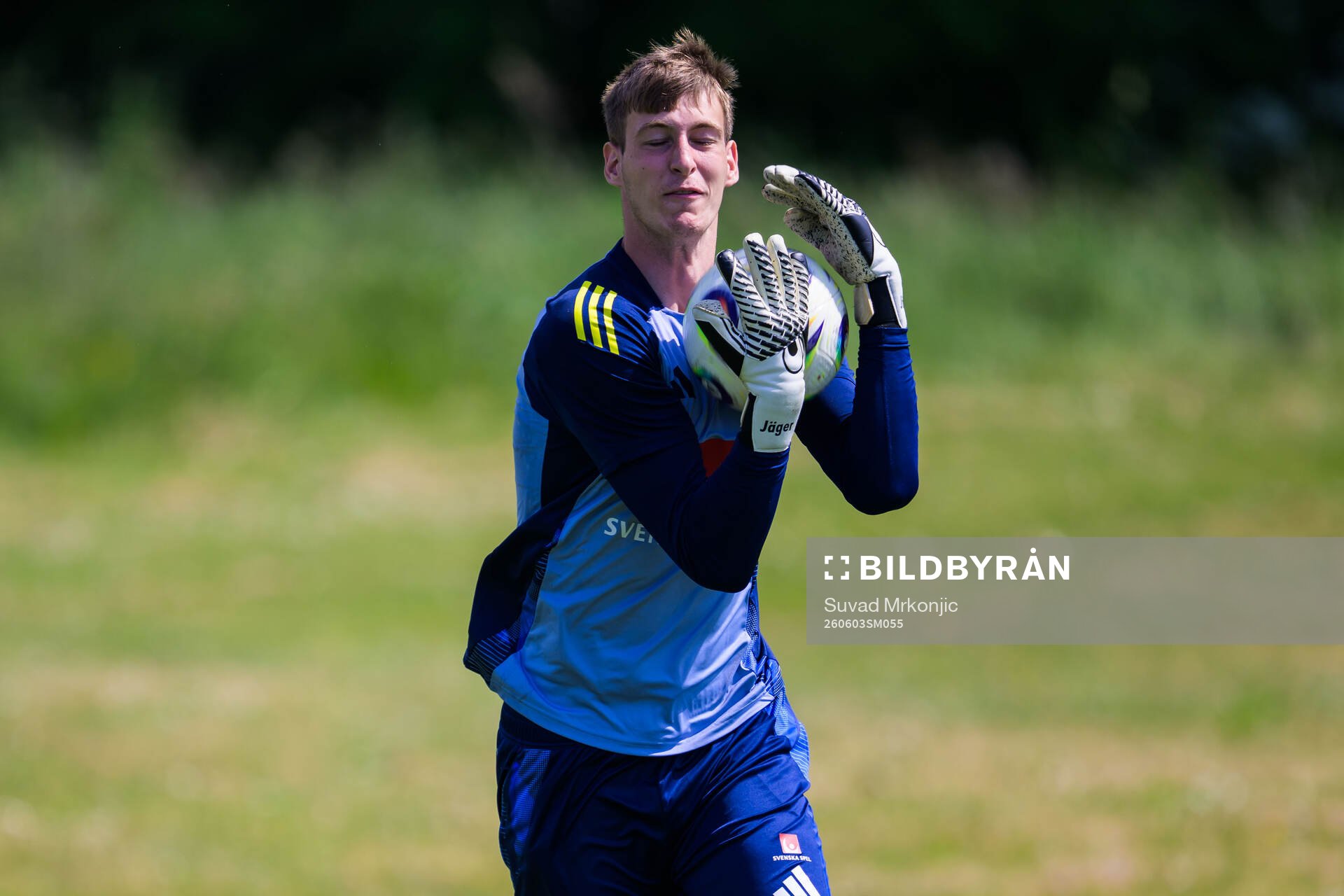 Goalkeeper Elis Jäger of the Swedish under-21 national