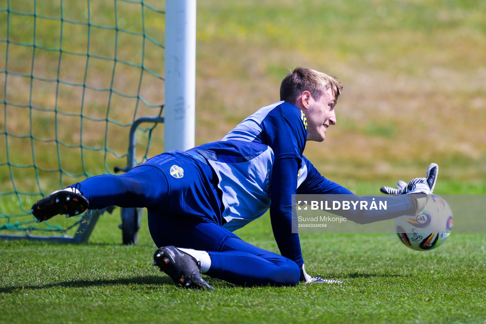 Goalkeeper Elis Jäger of the Swedish under-21 national