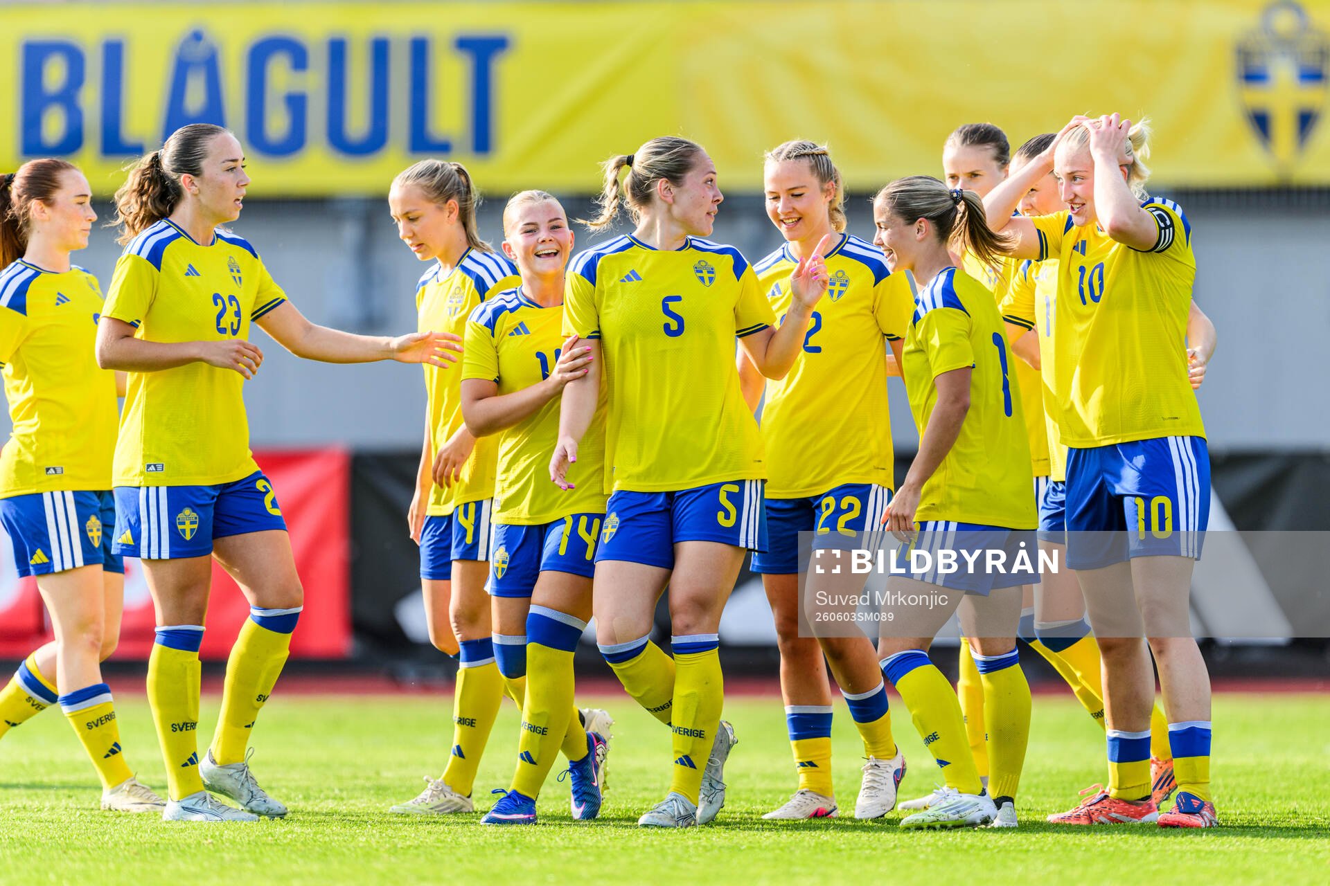 Alice Bergström of Sweden celebrates scoring 1-0