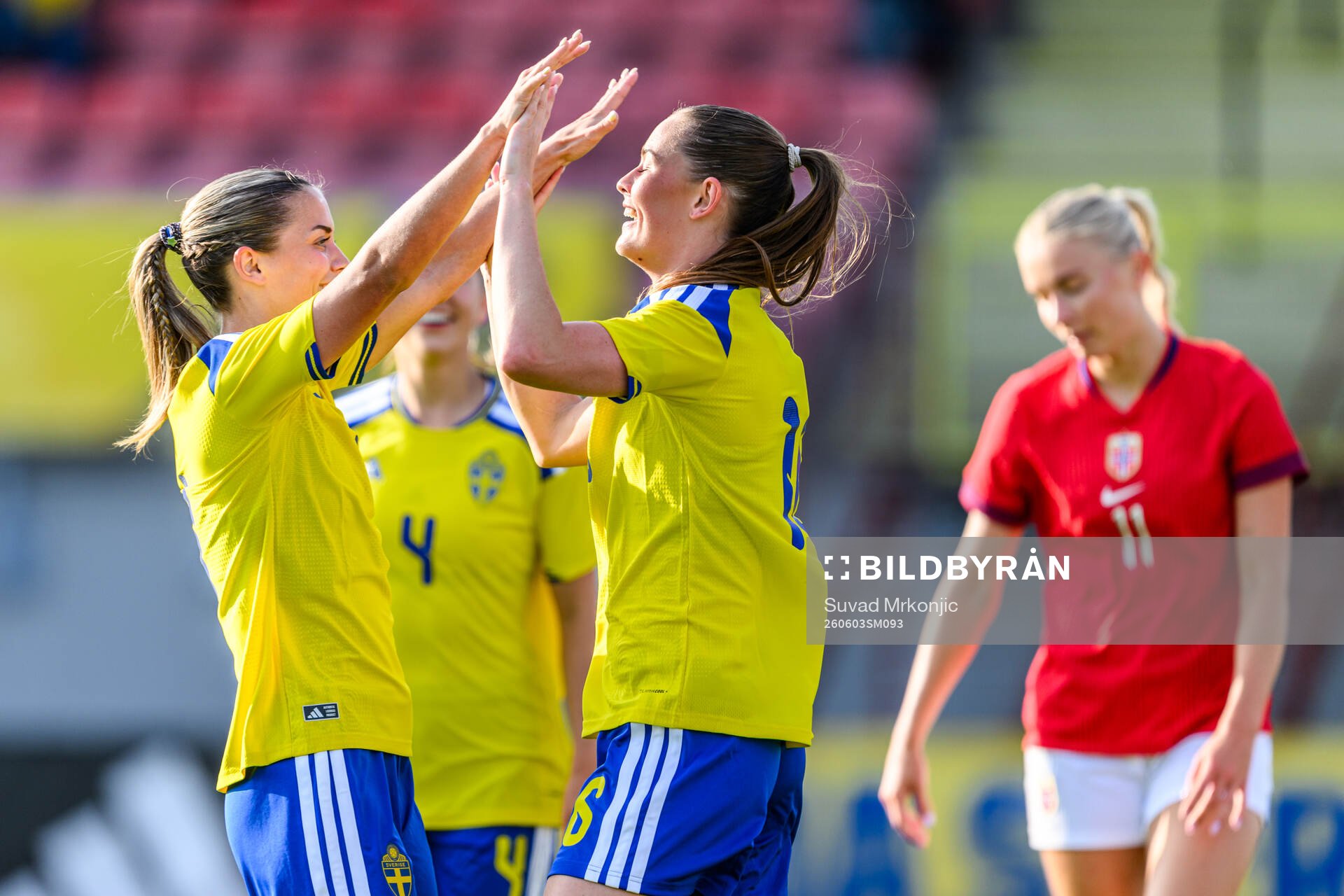 Svea Rehnberg and Johanna Renmark of Sweden celebrates 2-0