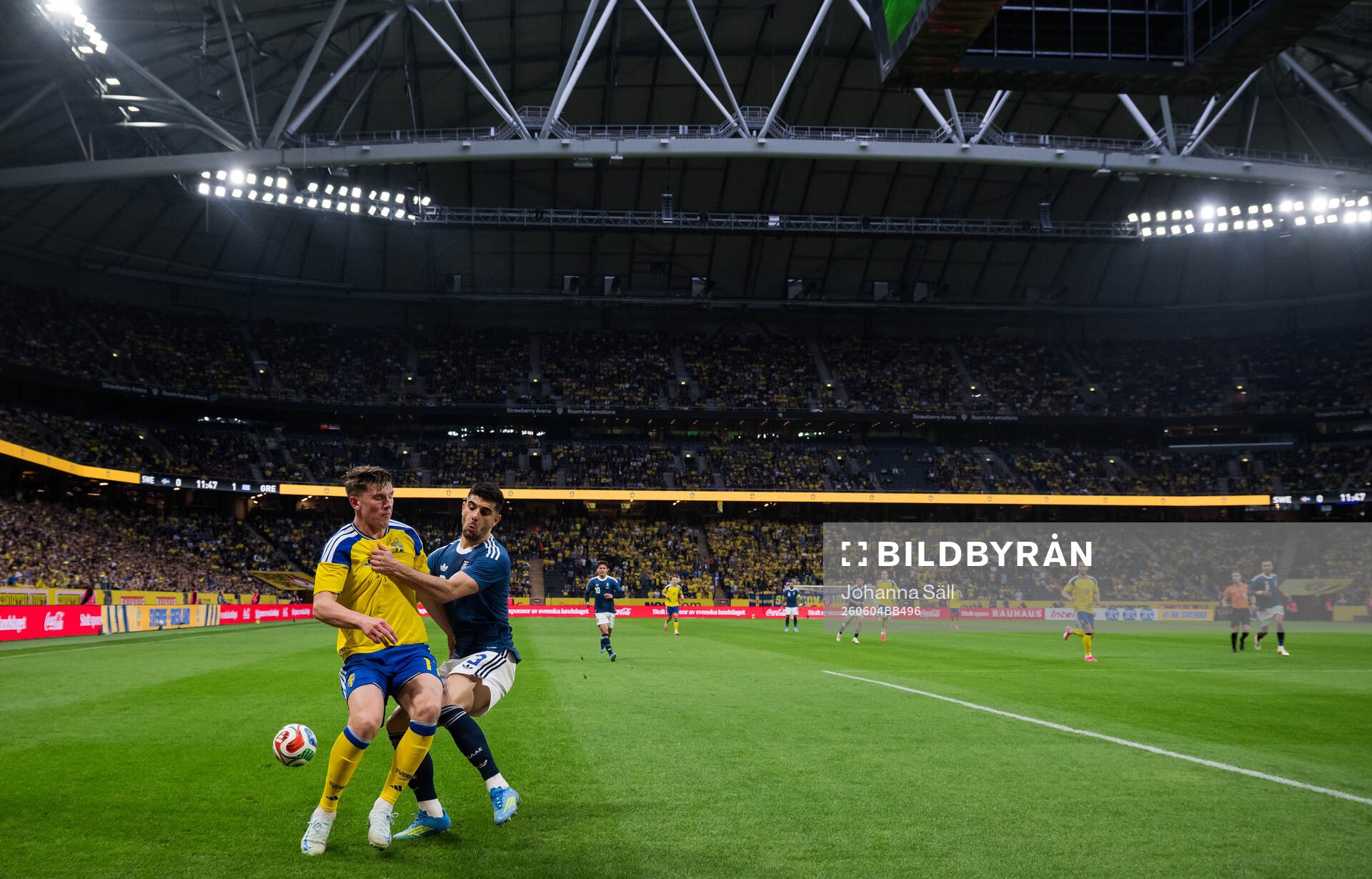 Viktor Gyökeres of Sweden and Konstantinos Koulierakis of