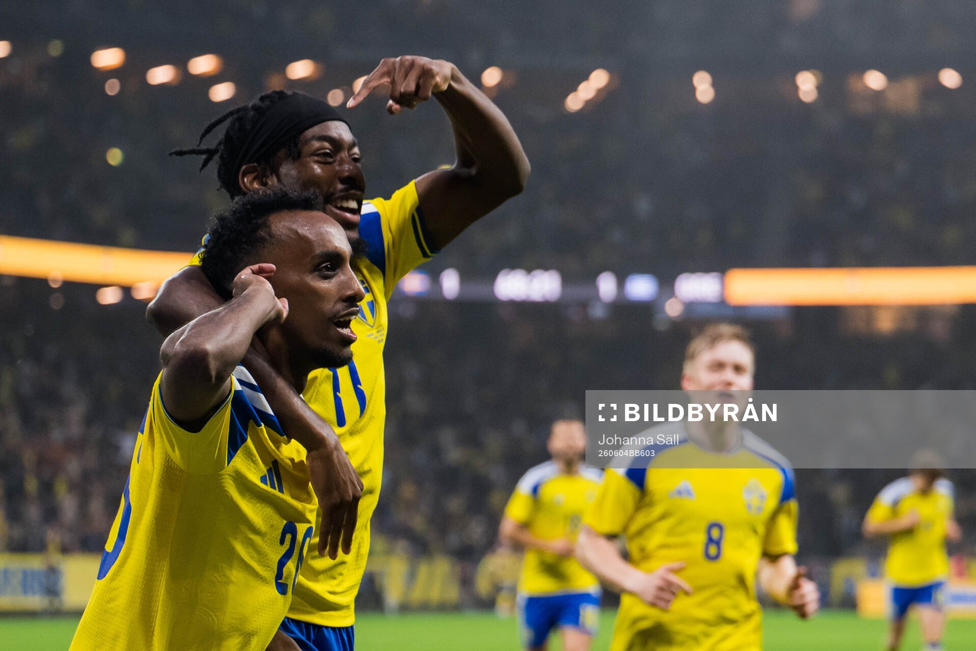 Taha Ali and Anthony Elanga of Sweden celebrates