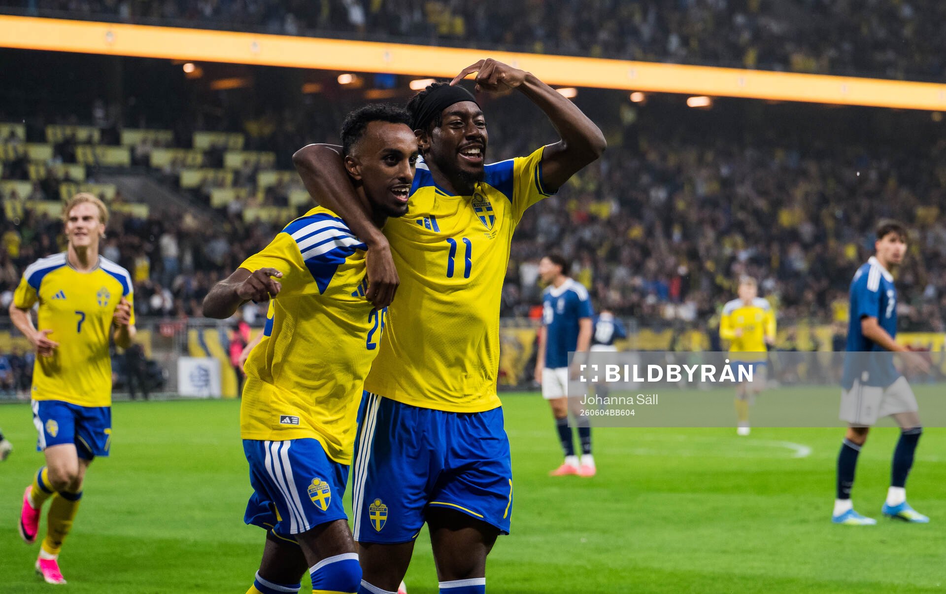 Taha Ali and Anthony Elanga of Sweden celebrates