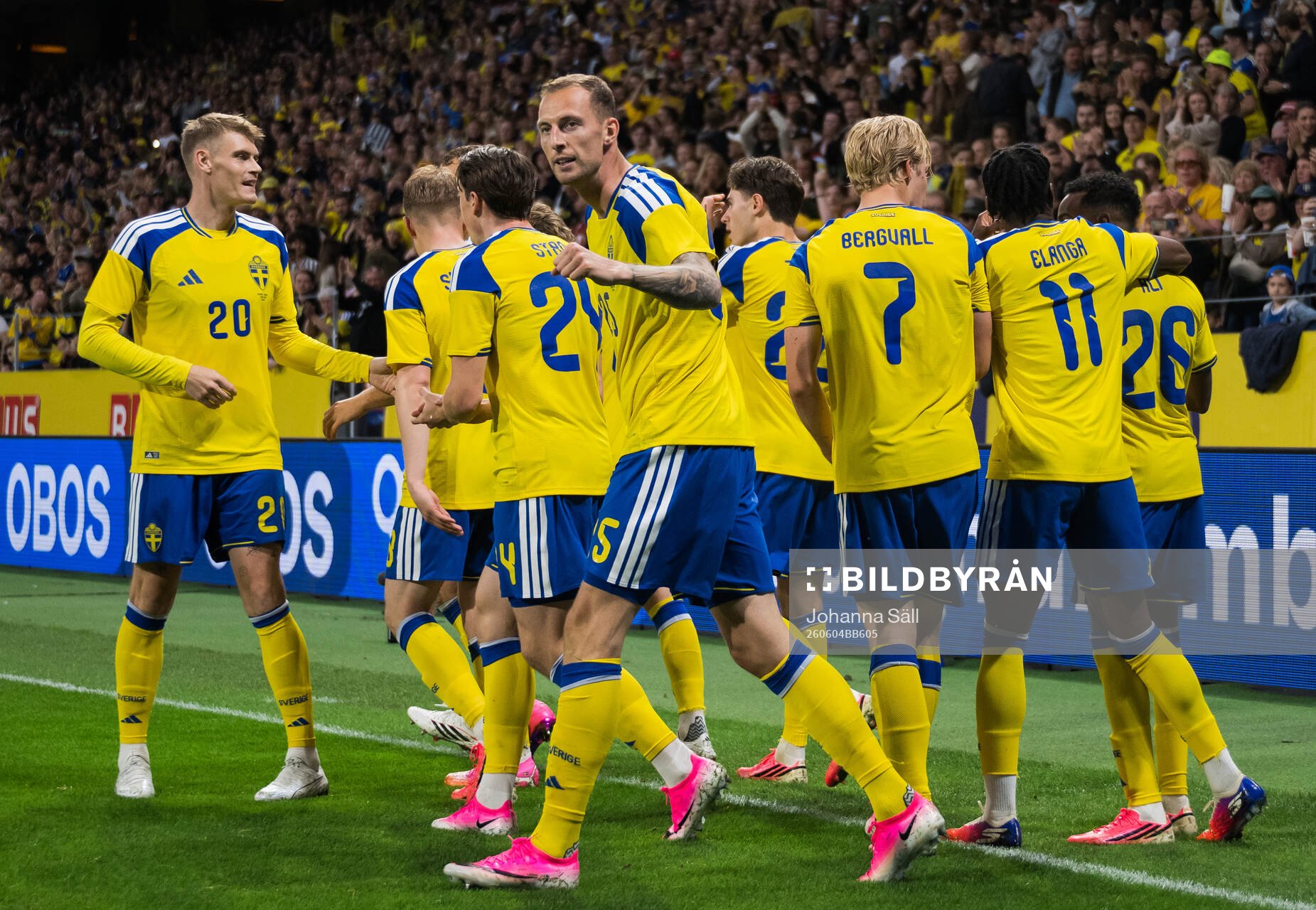 Gustaf Nilsson of Sweden celebrates with team mates