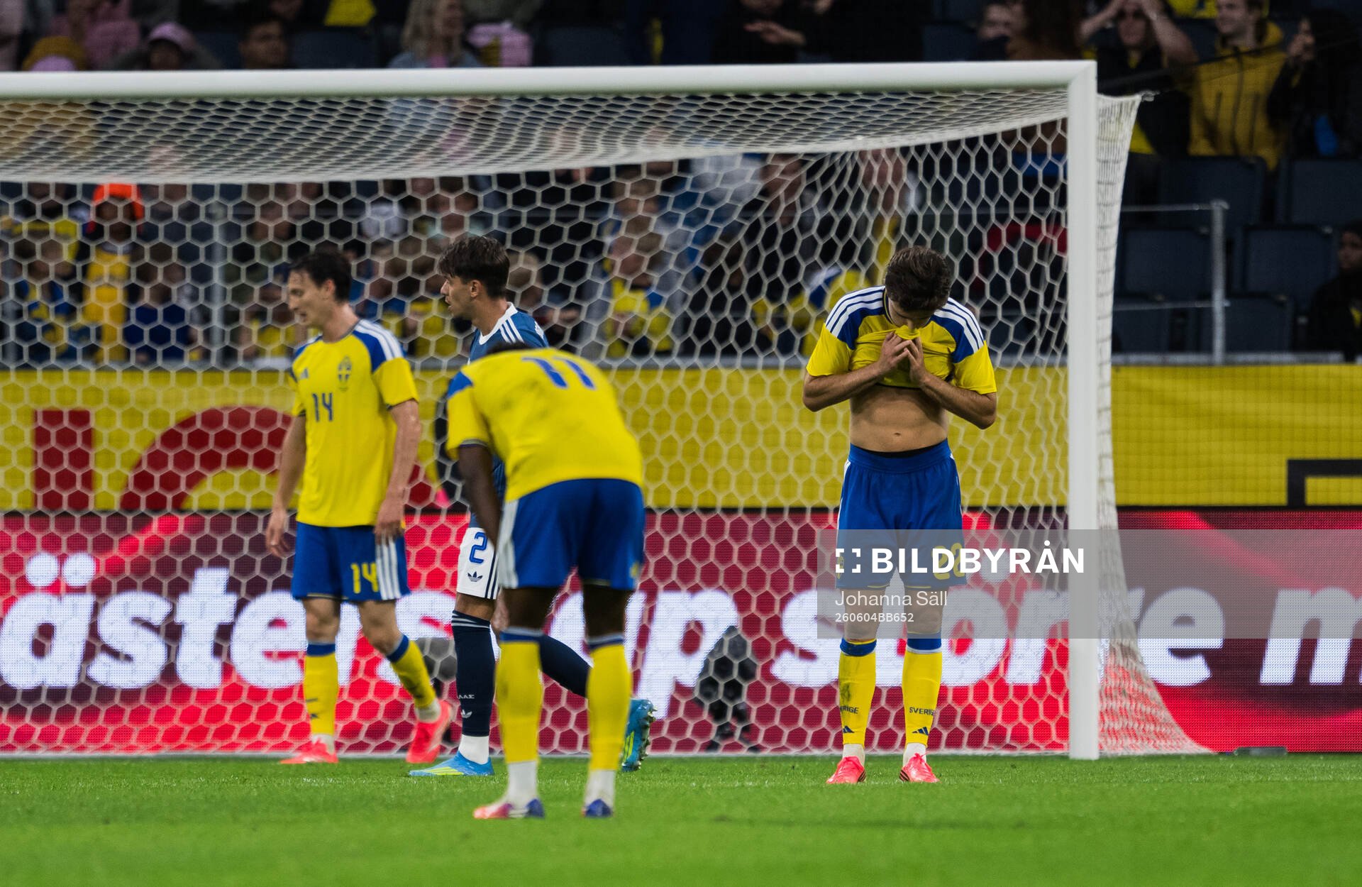 Besfort Zeneli of Sweden looks dejected