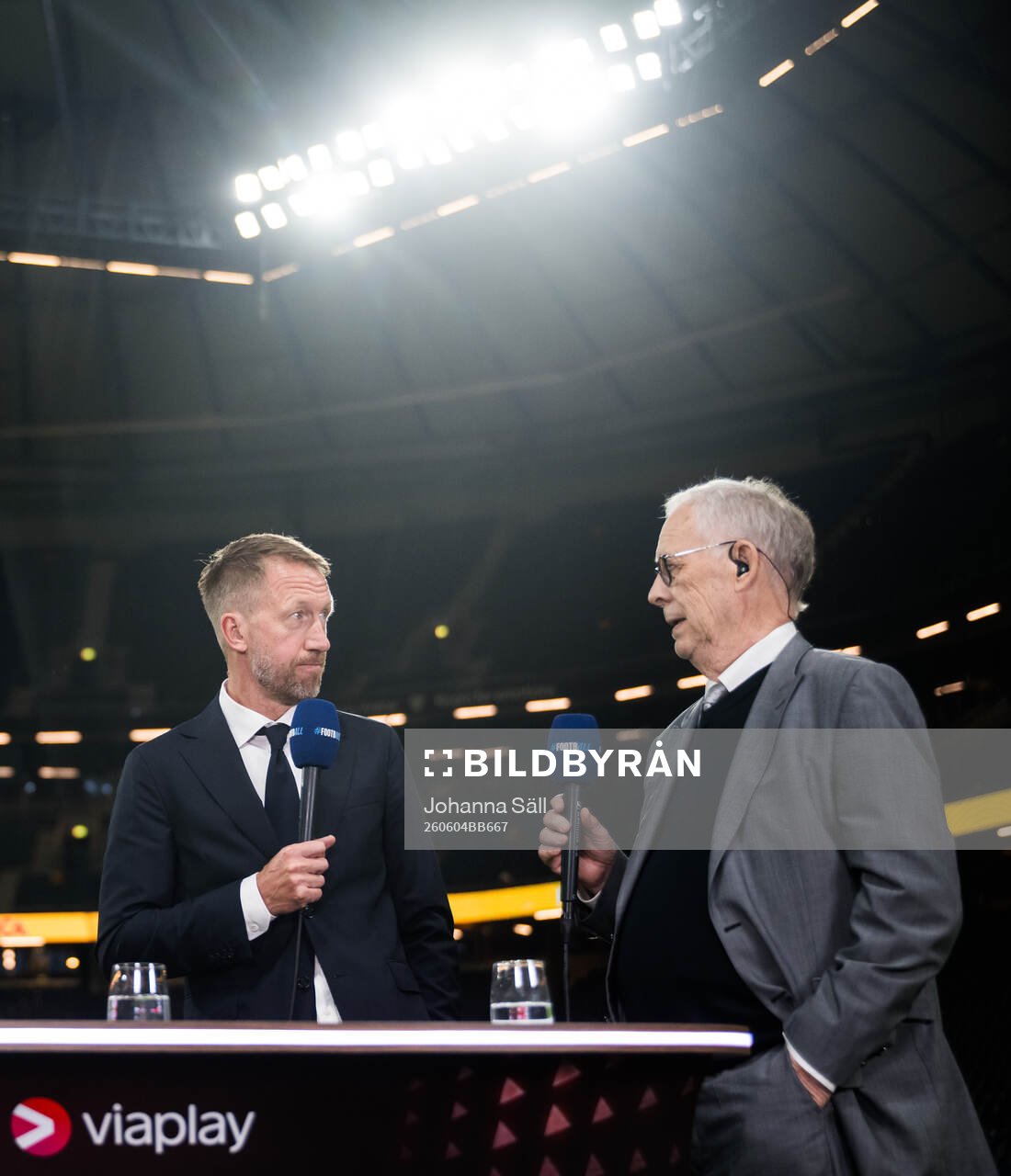 Lars Lagerbäck of Swedish broadcaster Viaplay with head