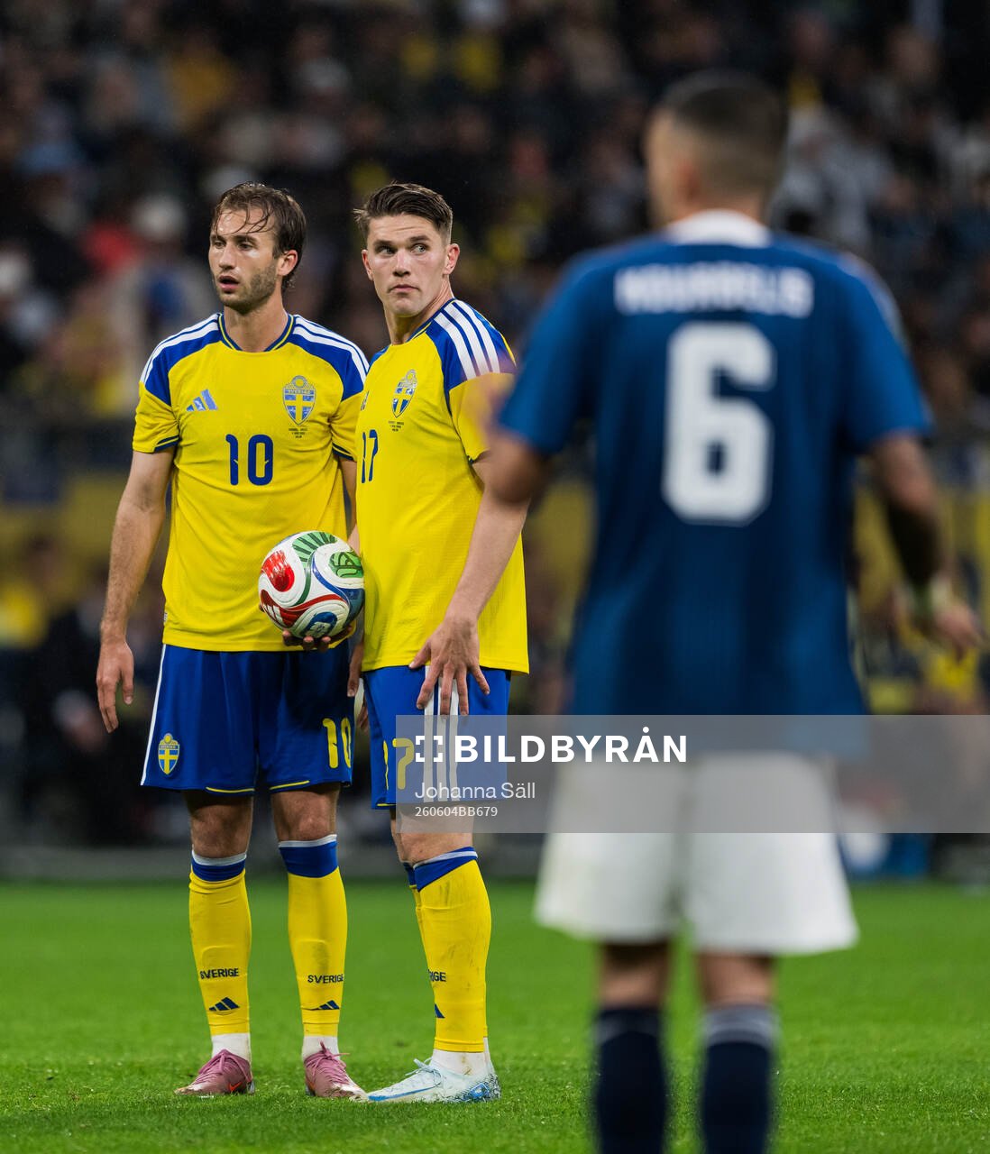 Benjamin Nygren and Viktor Gyökeres of Sweden