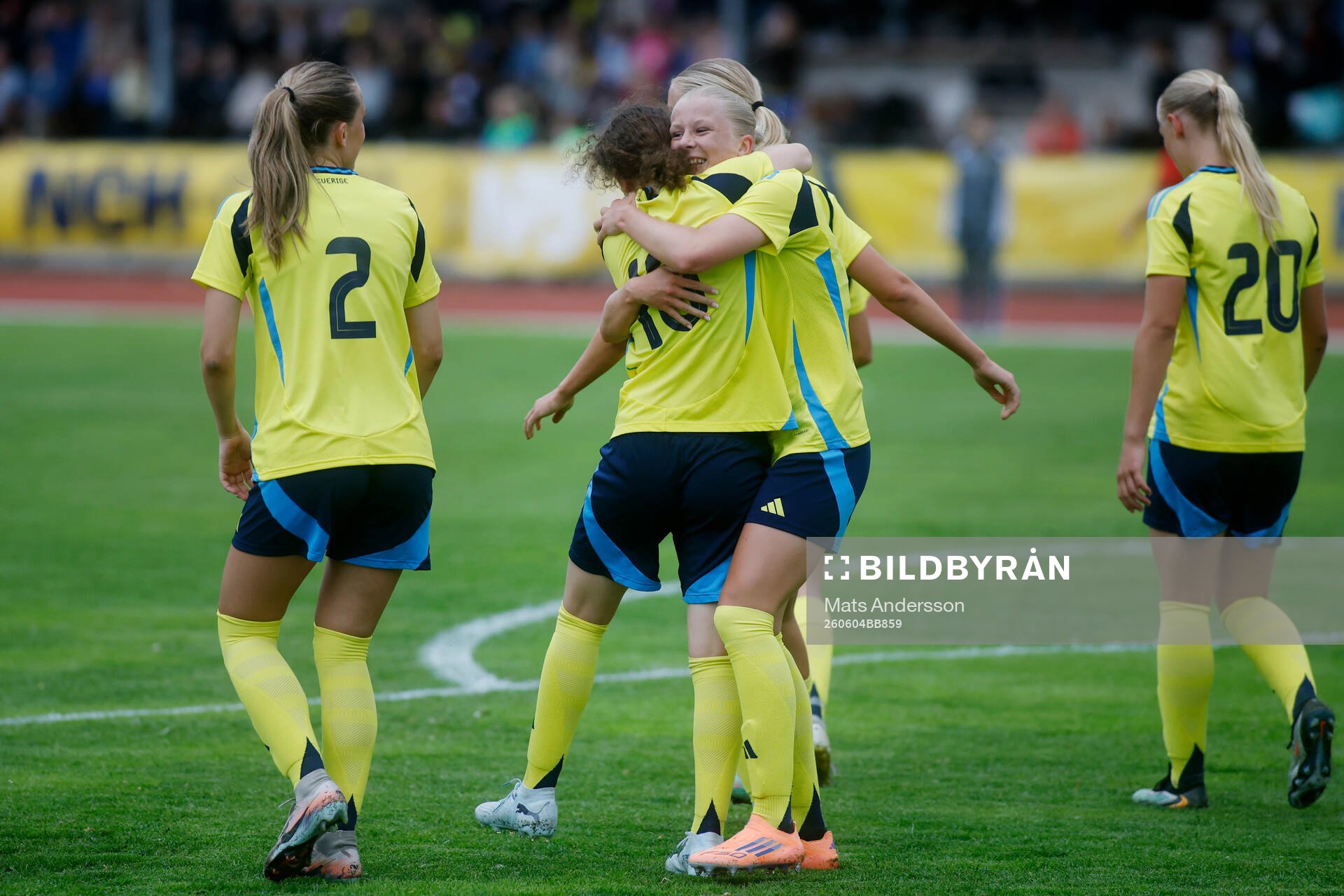 Rebecca Jakobsson of Sweden celebrates 1-0