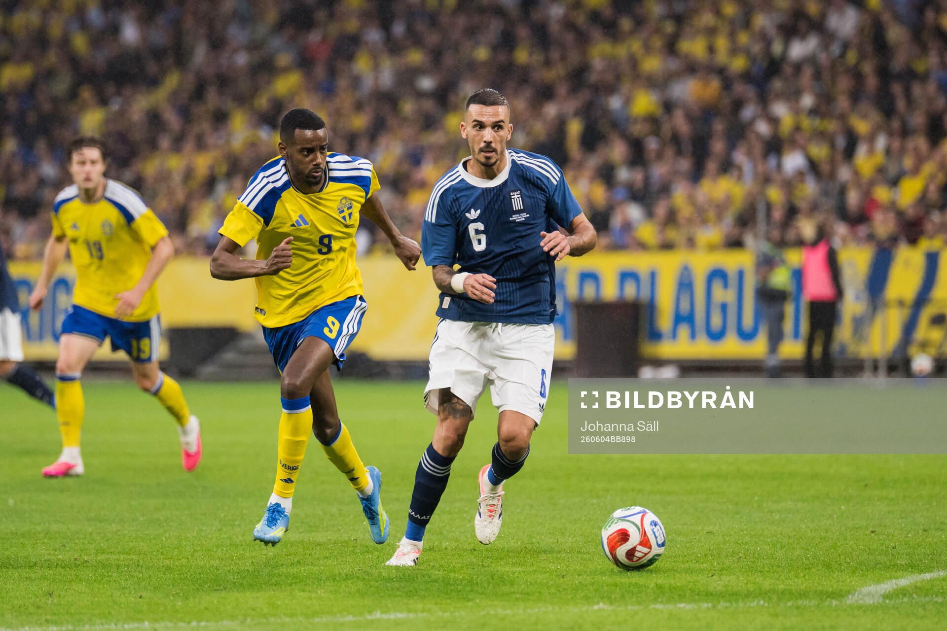 Alexander Isak of Sweden and Dimitris Kourbelis of Greece