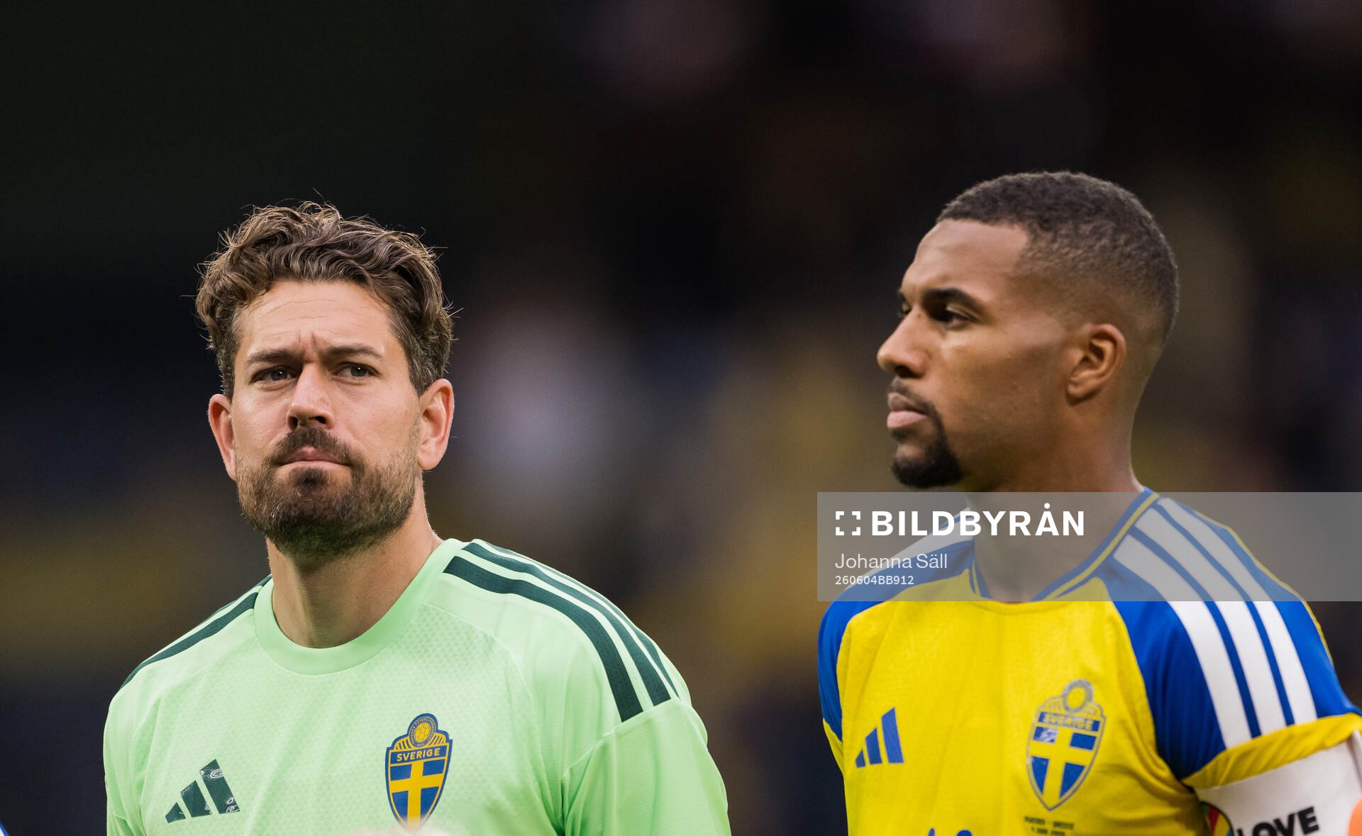 goalkeeper Kristoffer Nordfeldt and Isak Hien of Sweden