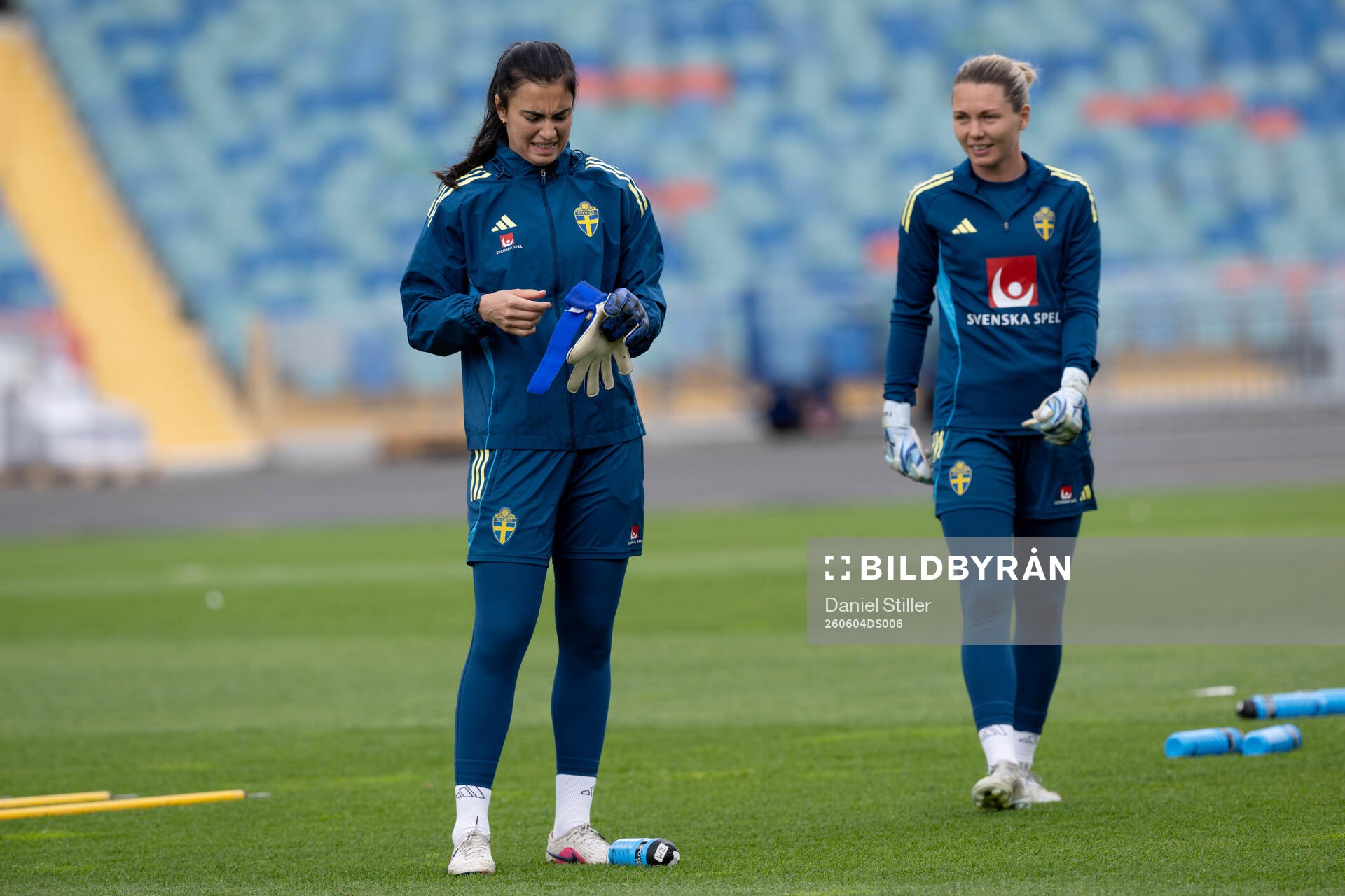 Goalkeepers Zecira Musovic and Jennifer Falk  of the