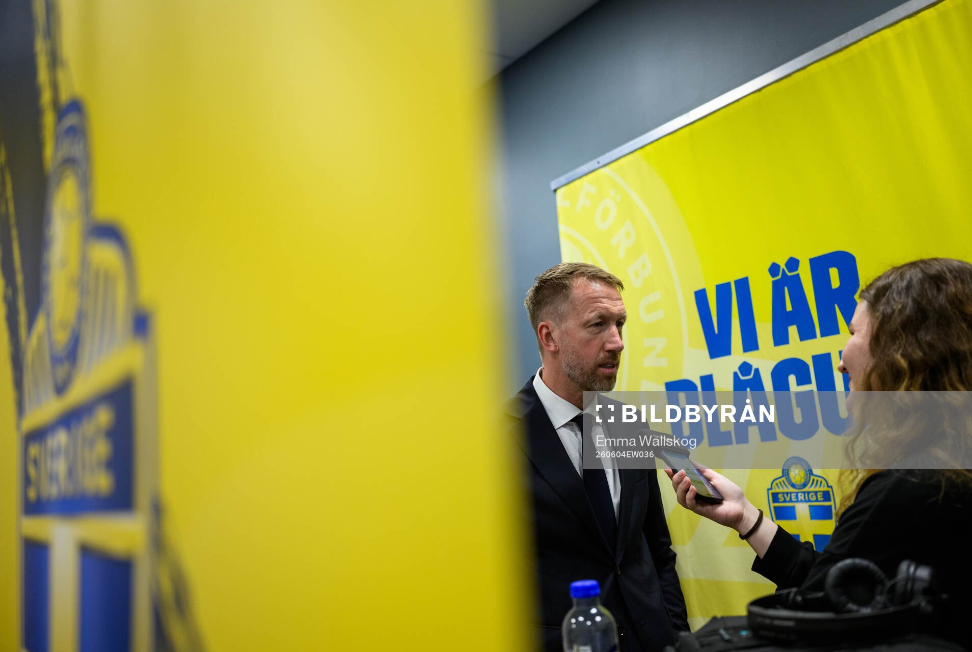 Head coach Graham Potter of Sweden is interviewed