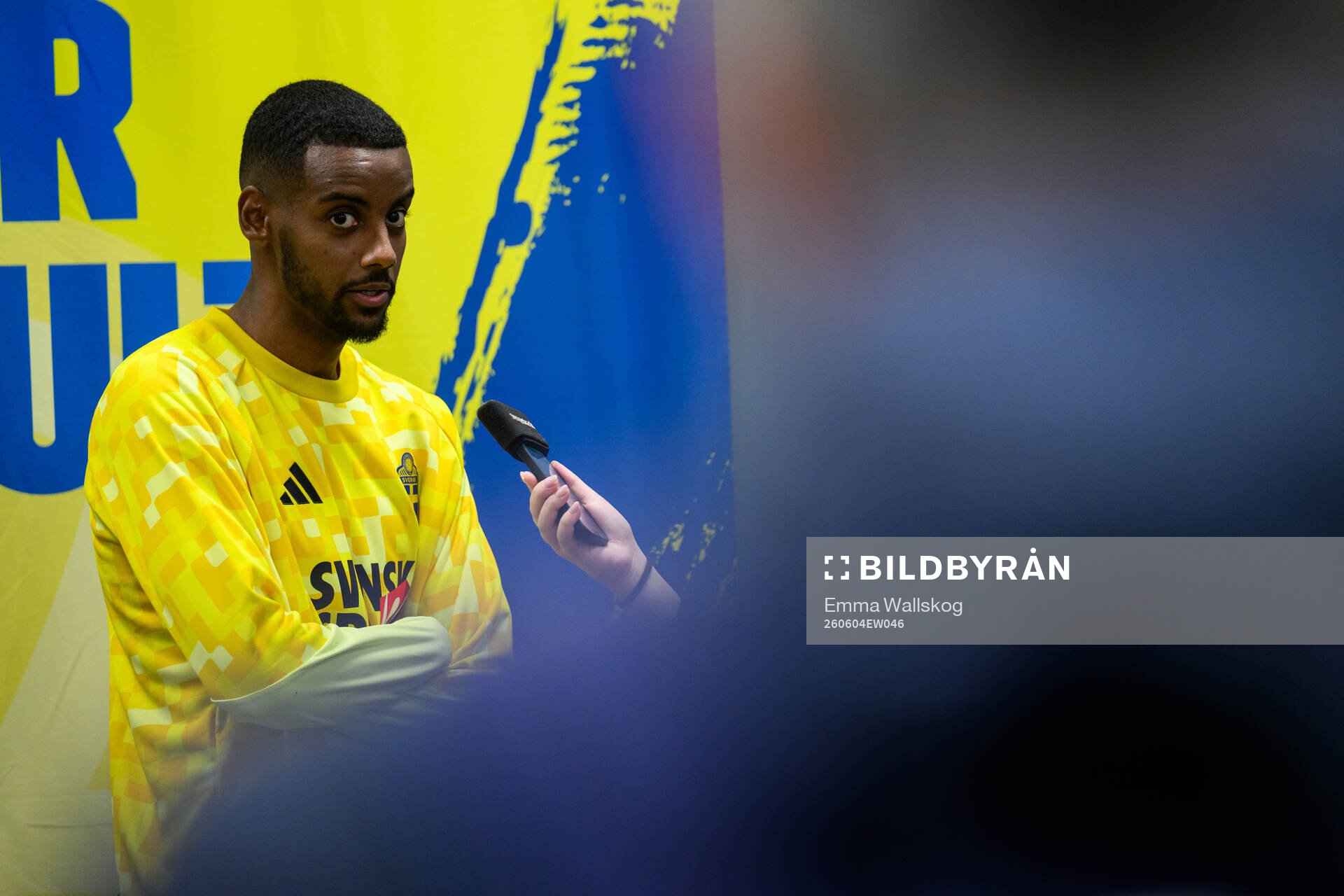 Alexander Isak of Sweden is interviewed