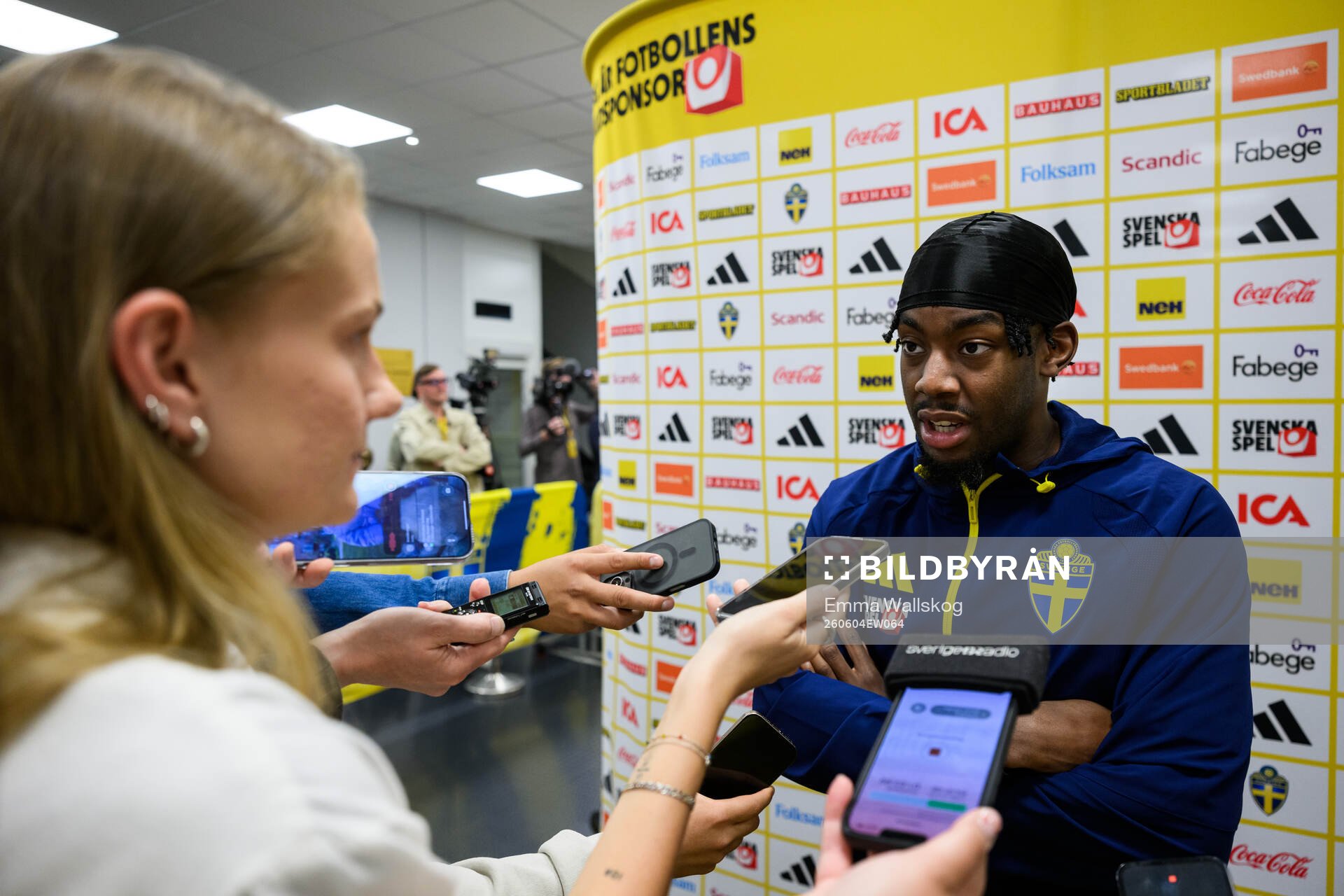 Anthony Elanga of Sweden is interviewed