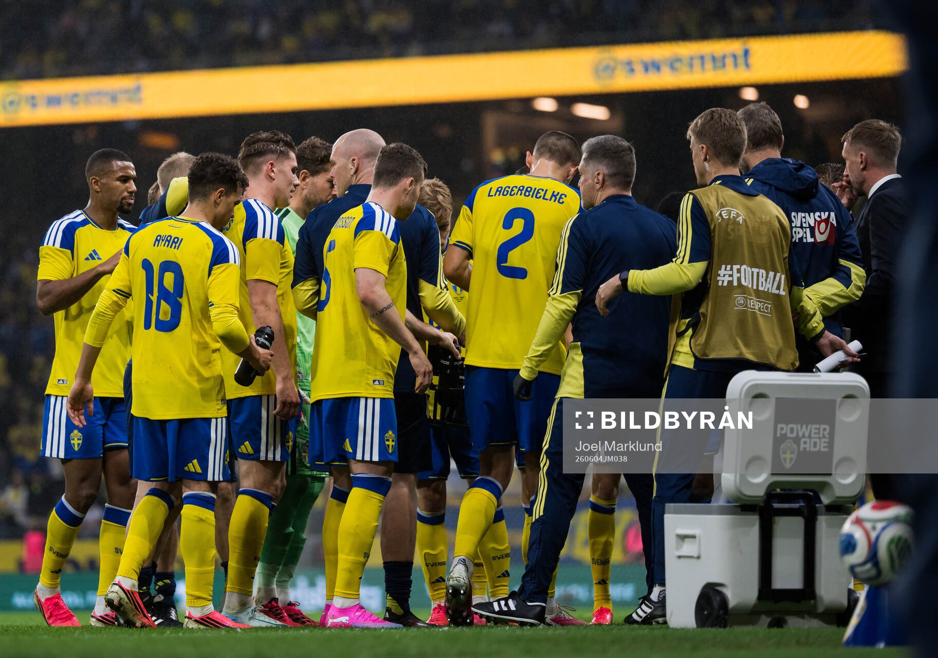 Players of Sweden at < cooling break