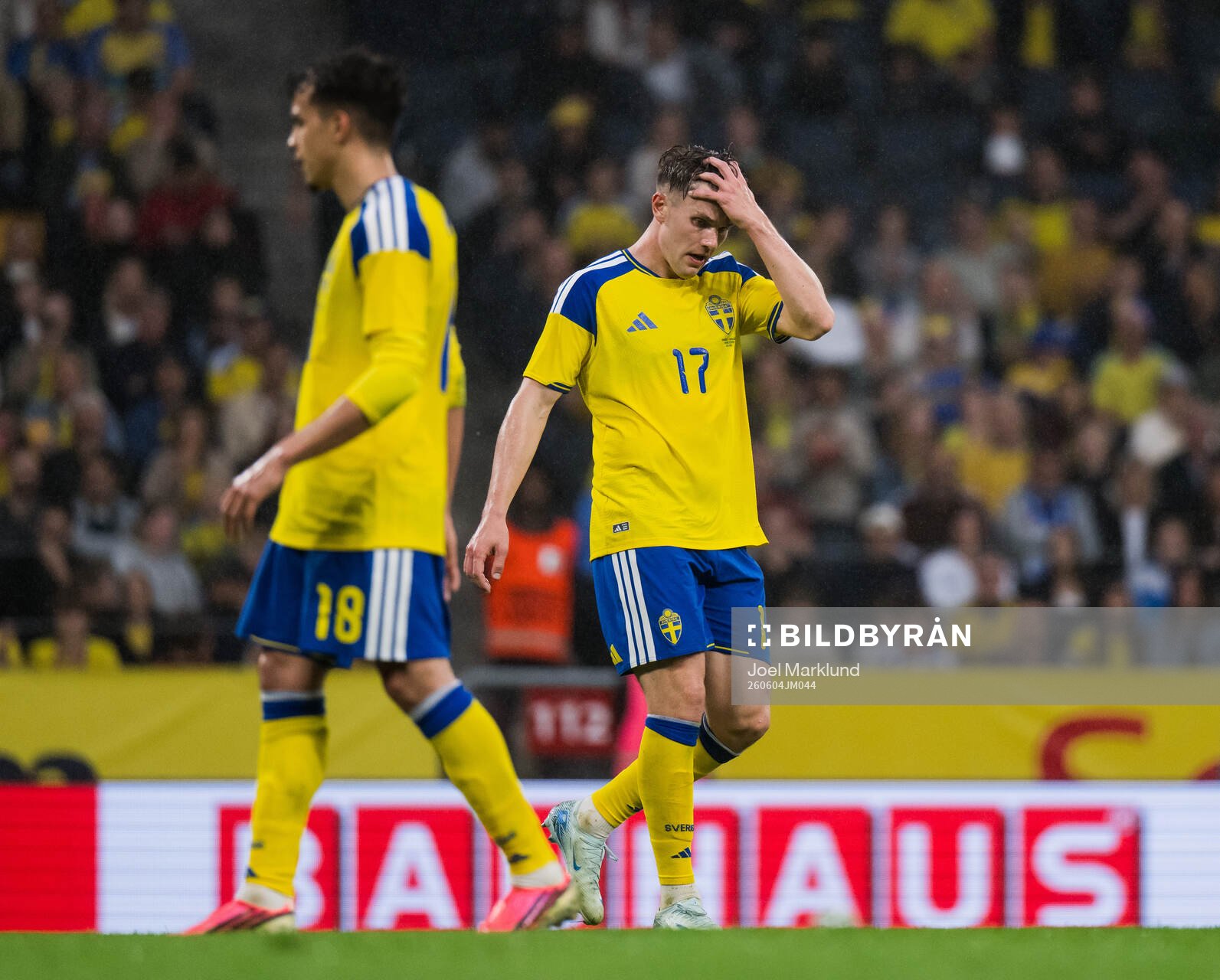Viktor Gyökeres of Sweden looks dejected