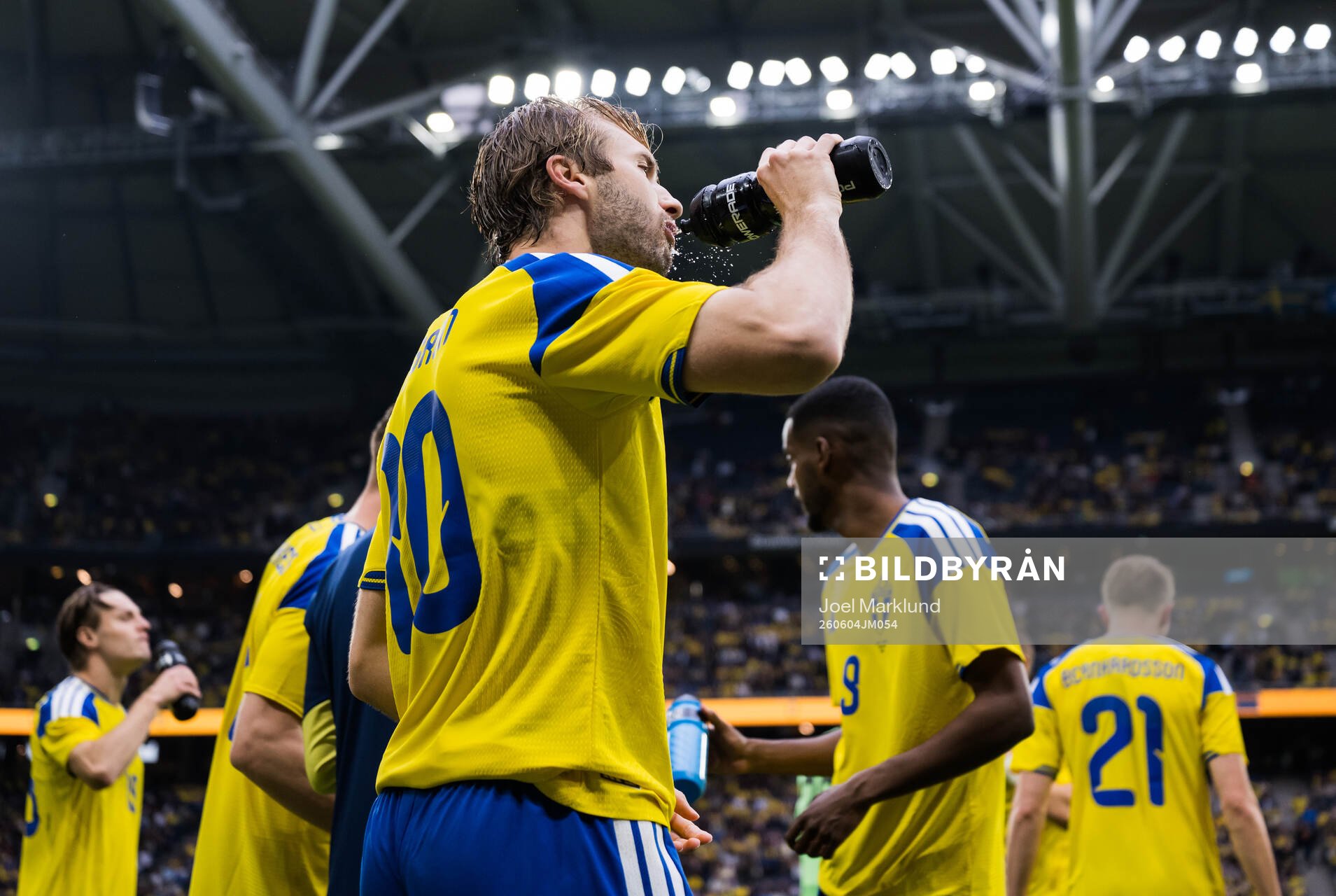 Benjamin Nygren of Sweden drinks