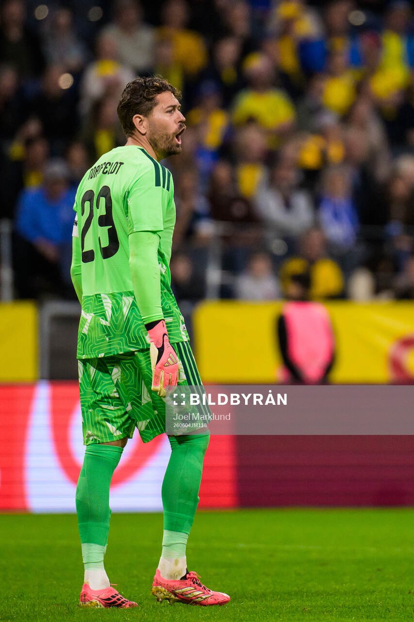 Goalkeeper Kristoffer Nordfeldt of Sweden