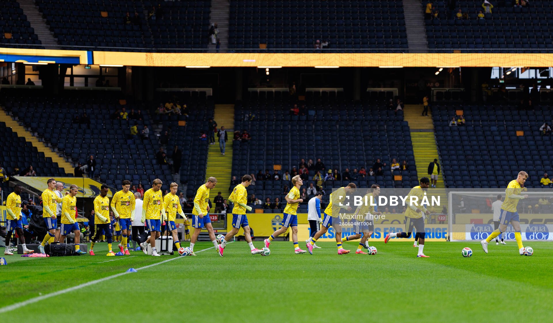 Players of Sweden enter the pitch