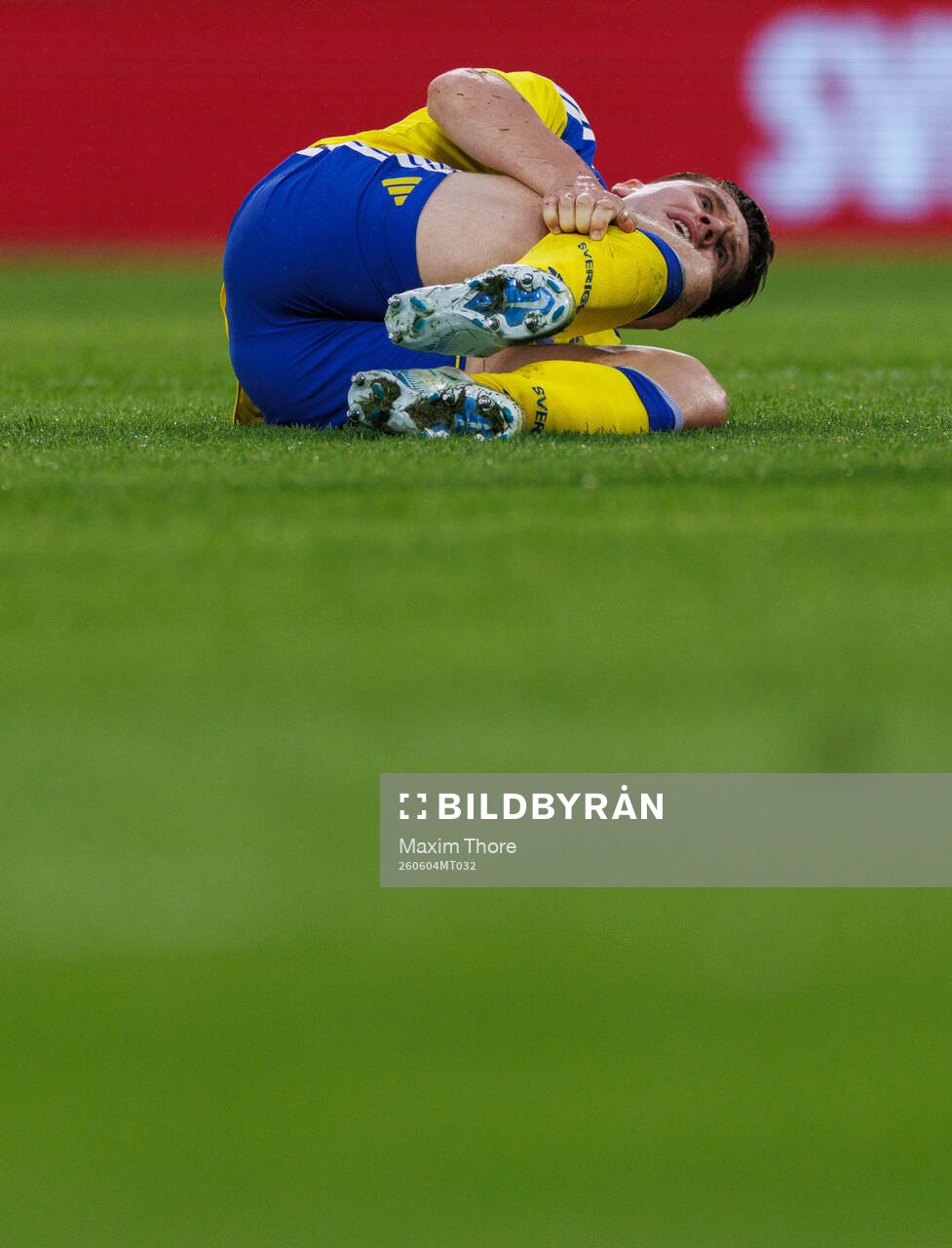 Viktor Gyökeres of Sweden in pain